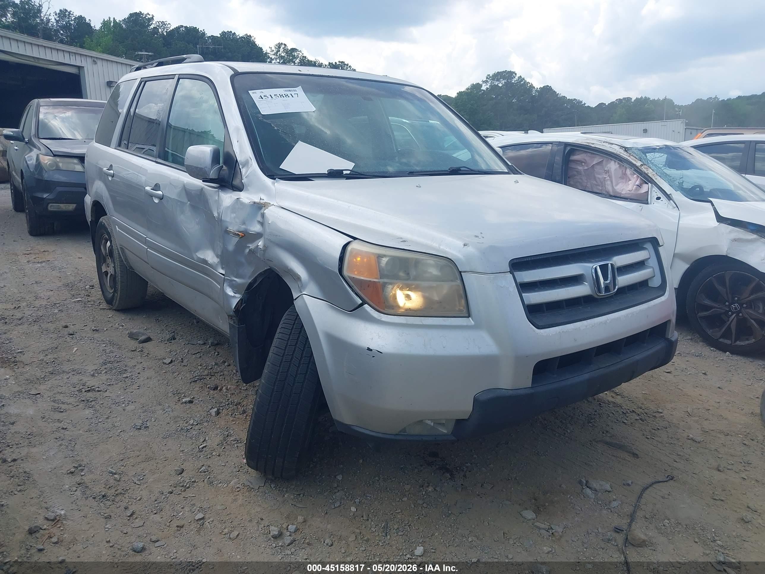 2007 Honda Pilot Ex-l Silver vin: 5FNYF28677B010607