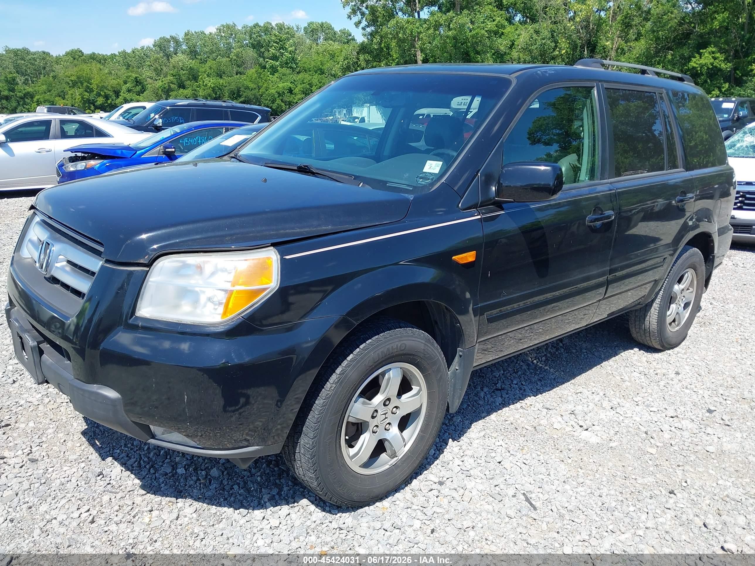 2007 Honda Pilot Ex-l Black vin: 5FNYF28677B011773
