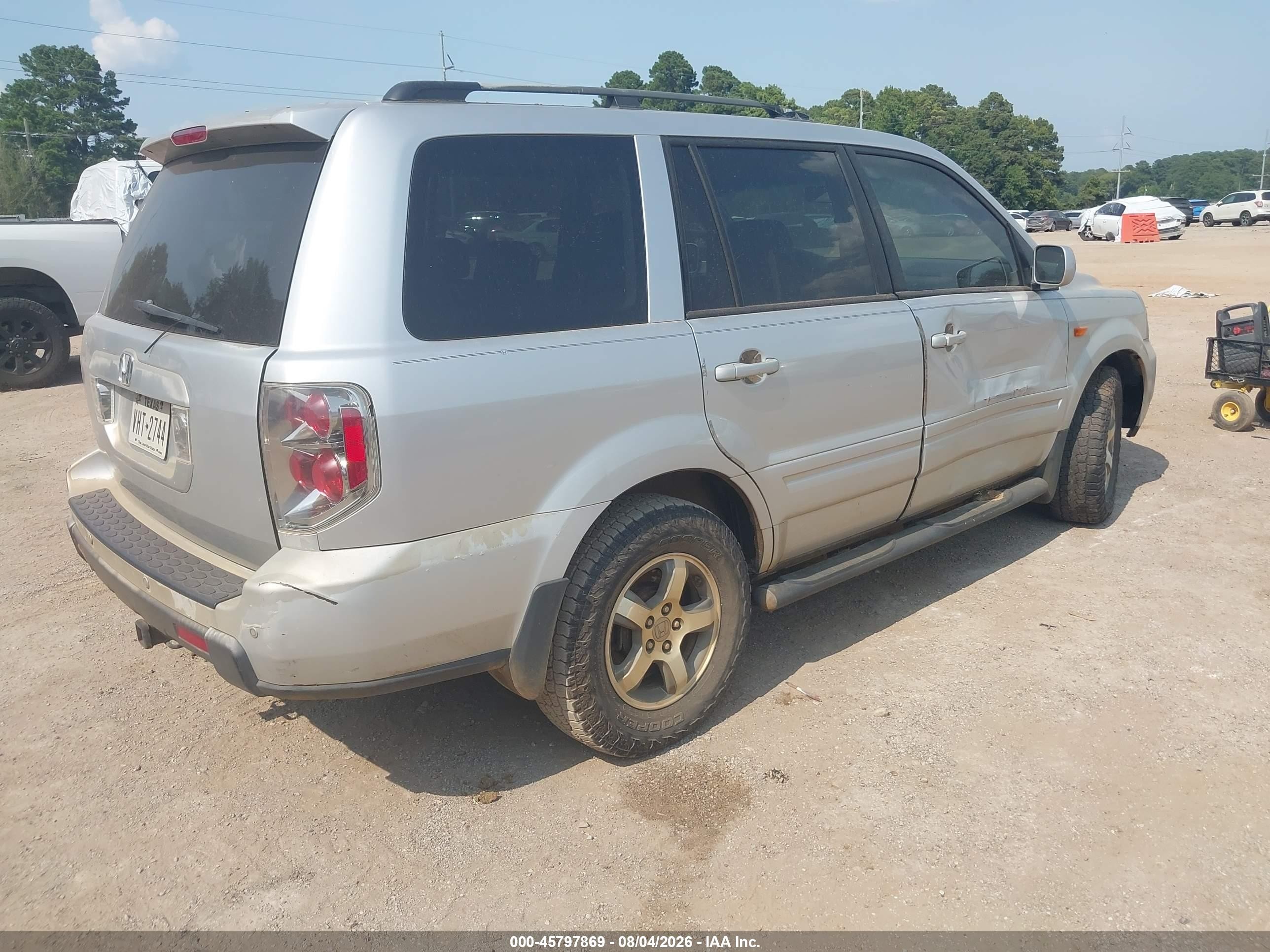 2007 Honda Pilot Ex-l Silver vin: 5FNYF28677B022580