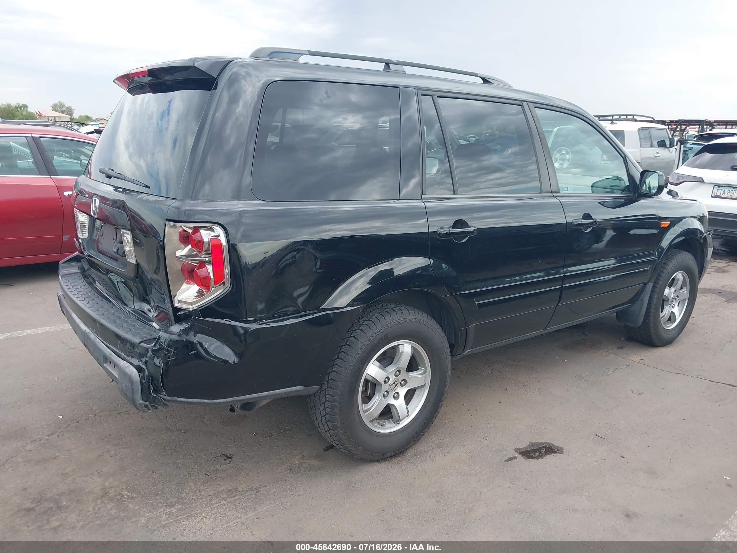 2008 Honda Pilot Ex-l Black vin: 5FNYF28708B001323