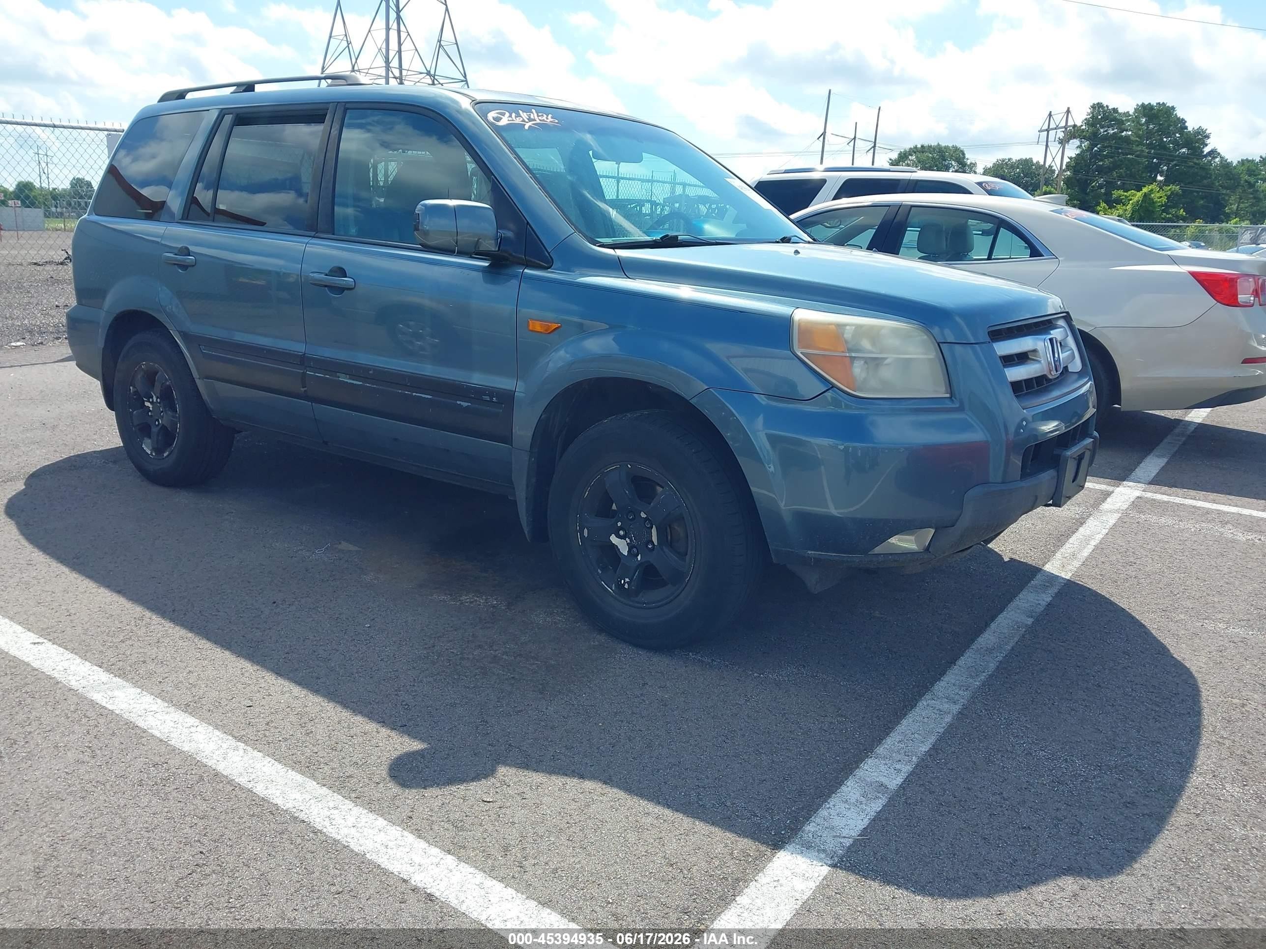 2007 Honda Pilot Ex-l Light Blue vin: 5FNYF28737B017353