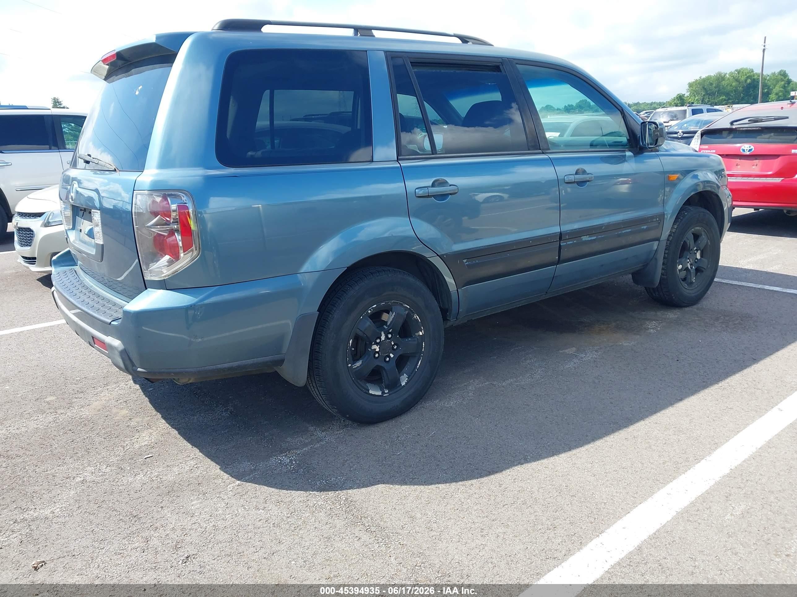 2007 Honda Pilot Ex-l Light Blue vin: 5FNYF28737B017353