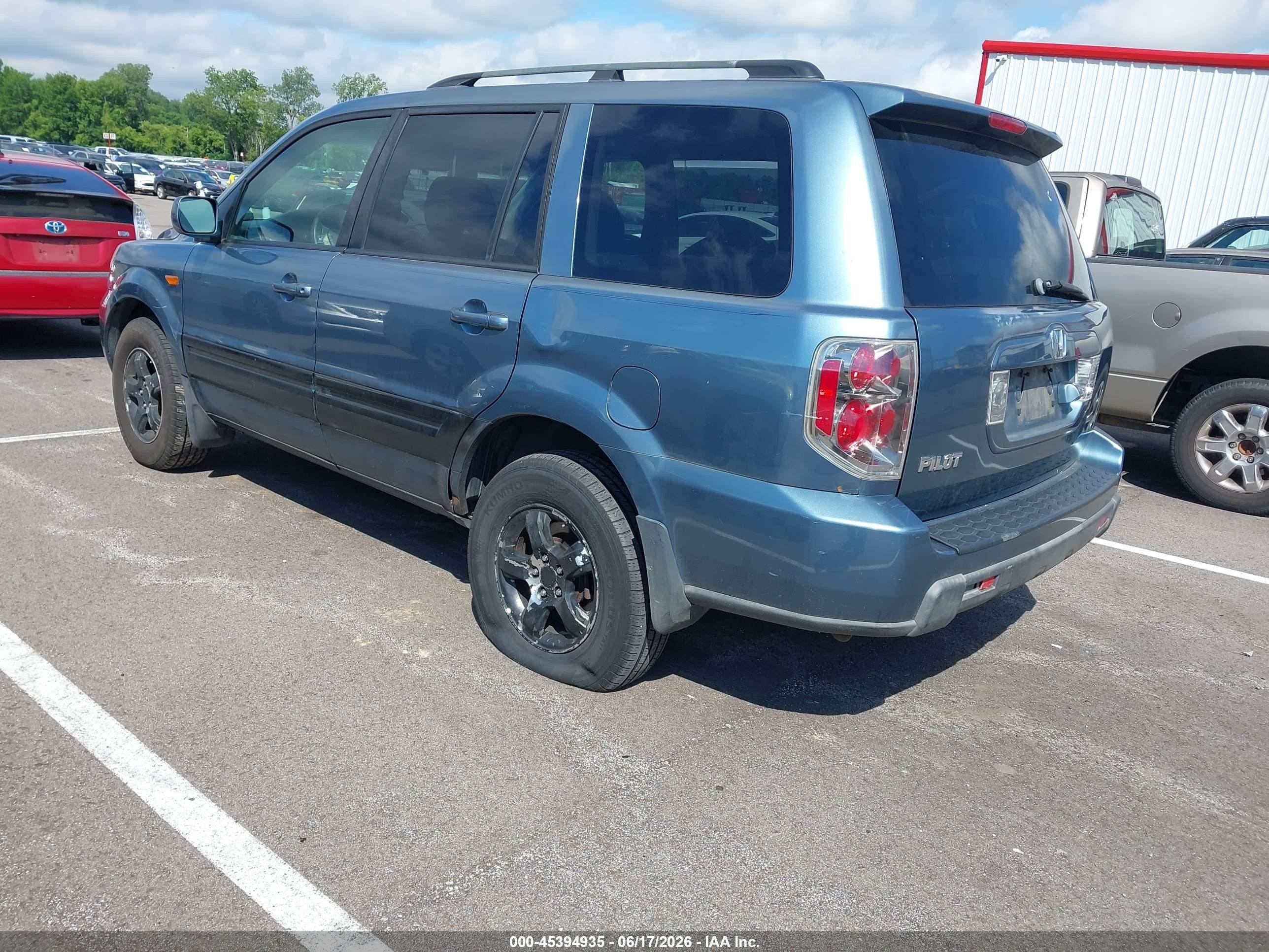 2007 Honda Pilot Ex-l Light Blue vin: 5FNYF28737B017353