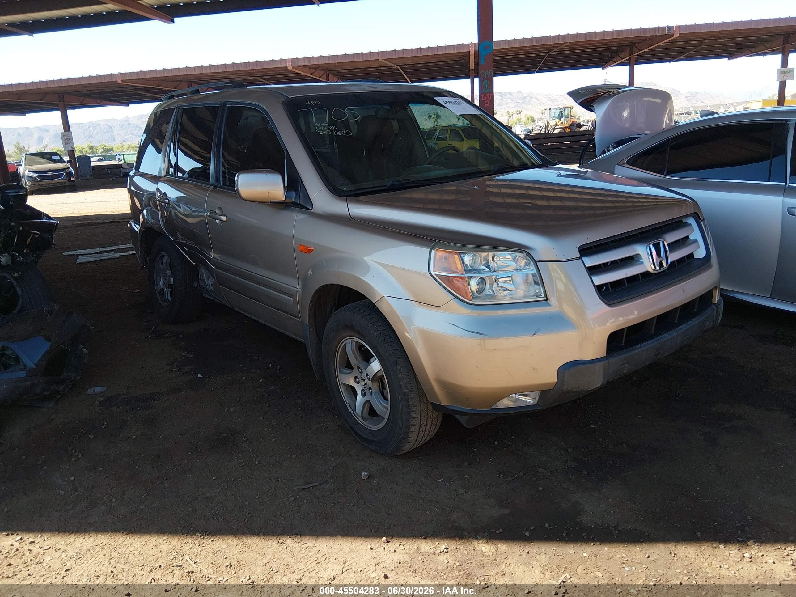 2006 Honda Pilot Ex-l Champagne vin: 5FNYF28796B038657