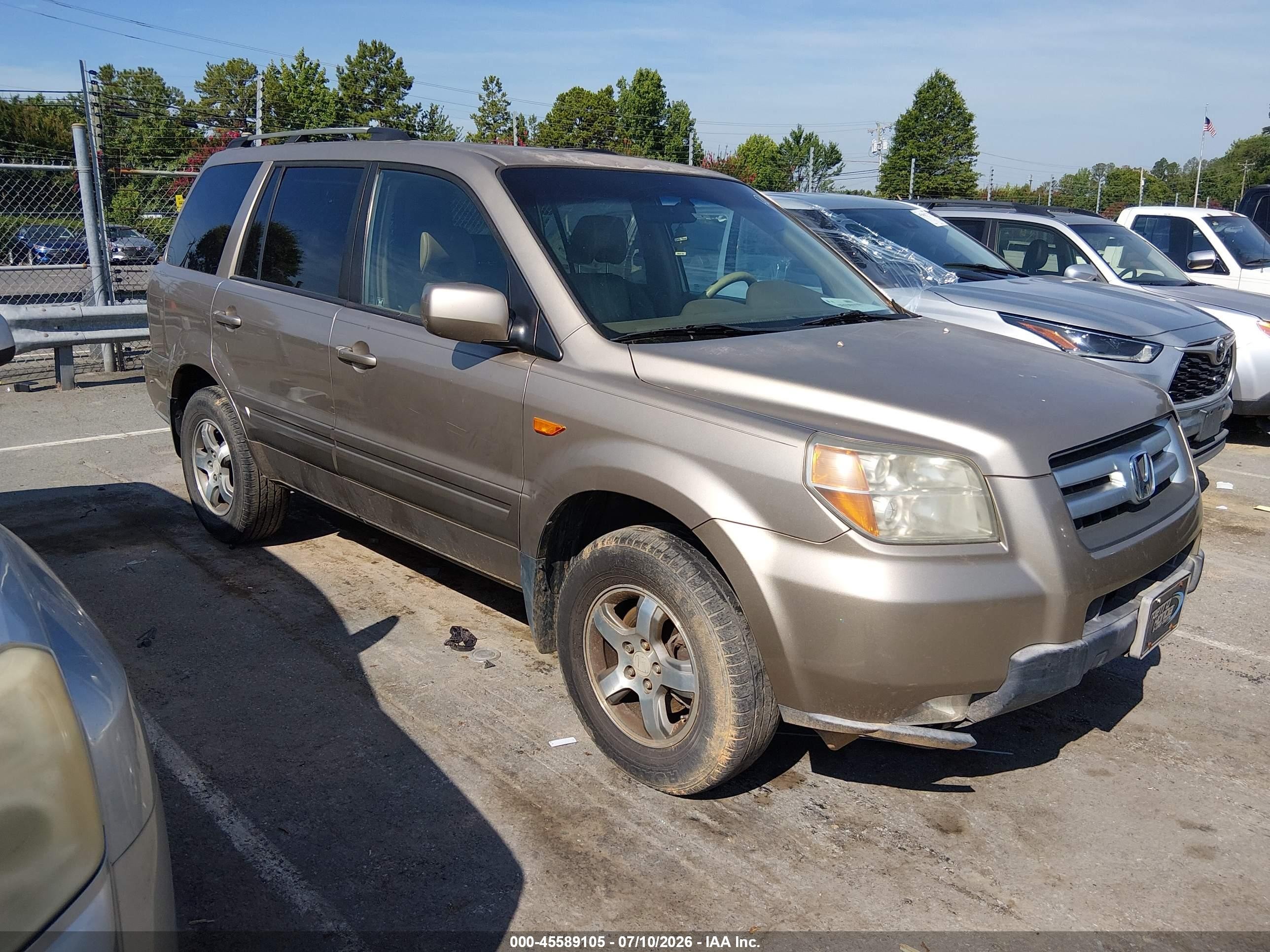 2007 Honda Pilot Ex-l Champagne vin: 5FNYF28797B027742