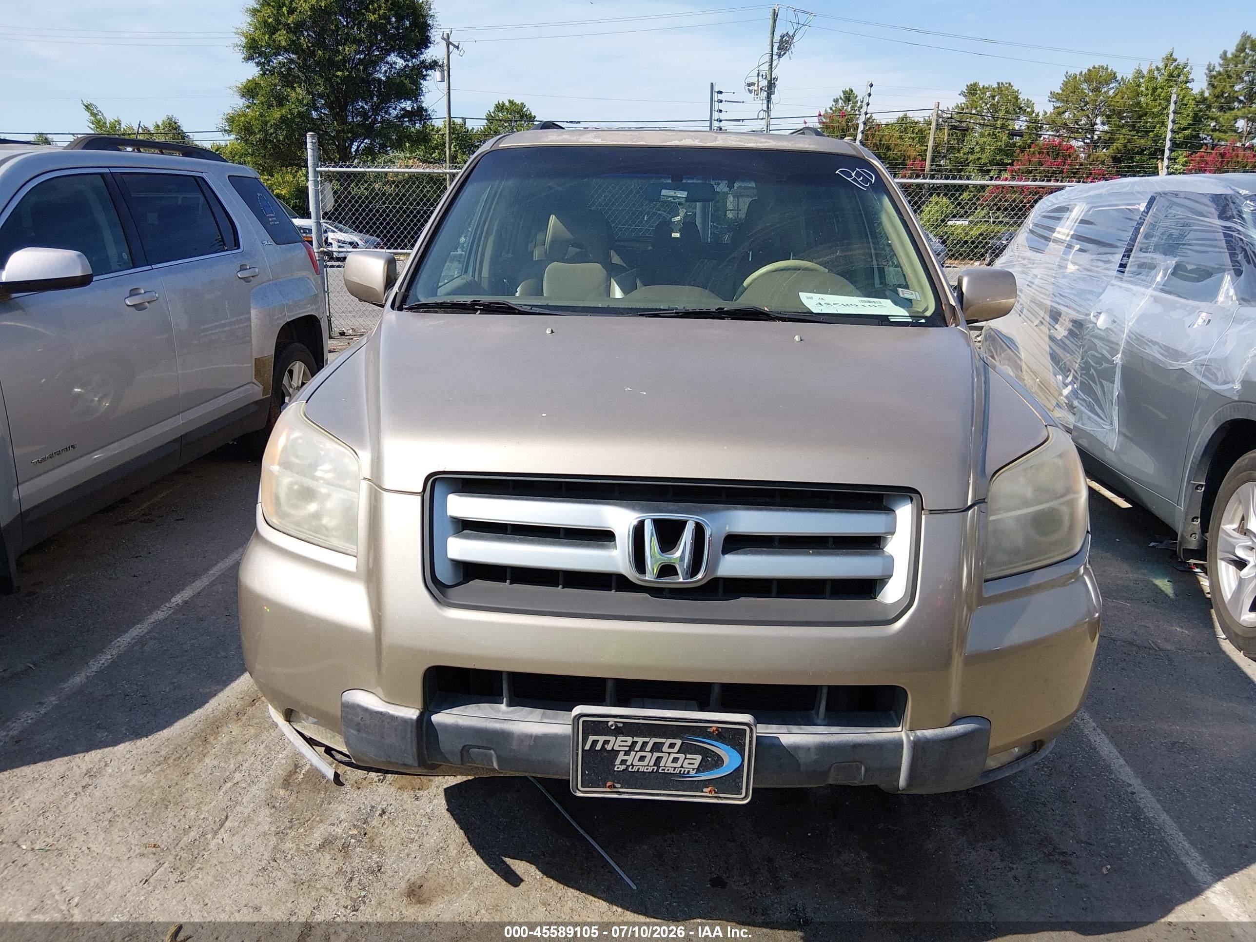 2007 Honda Pilot Ex-l Champagne vin: 5FNYF28797B027742