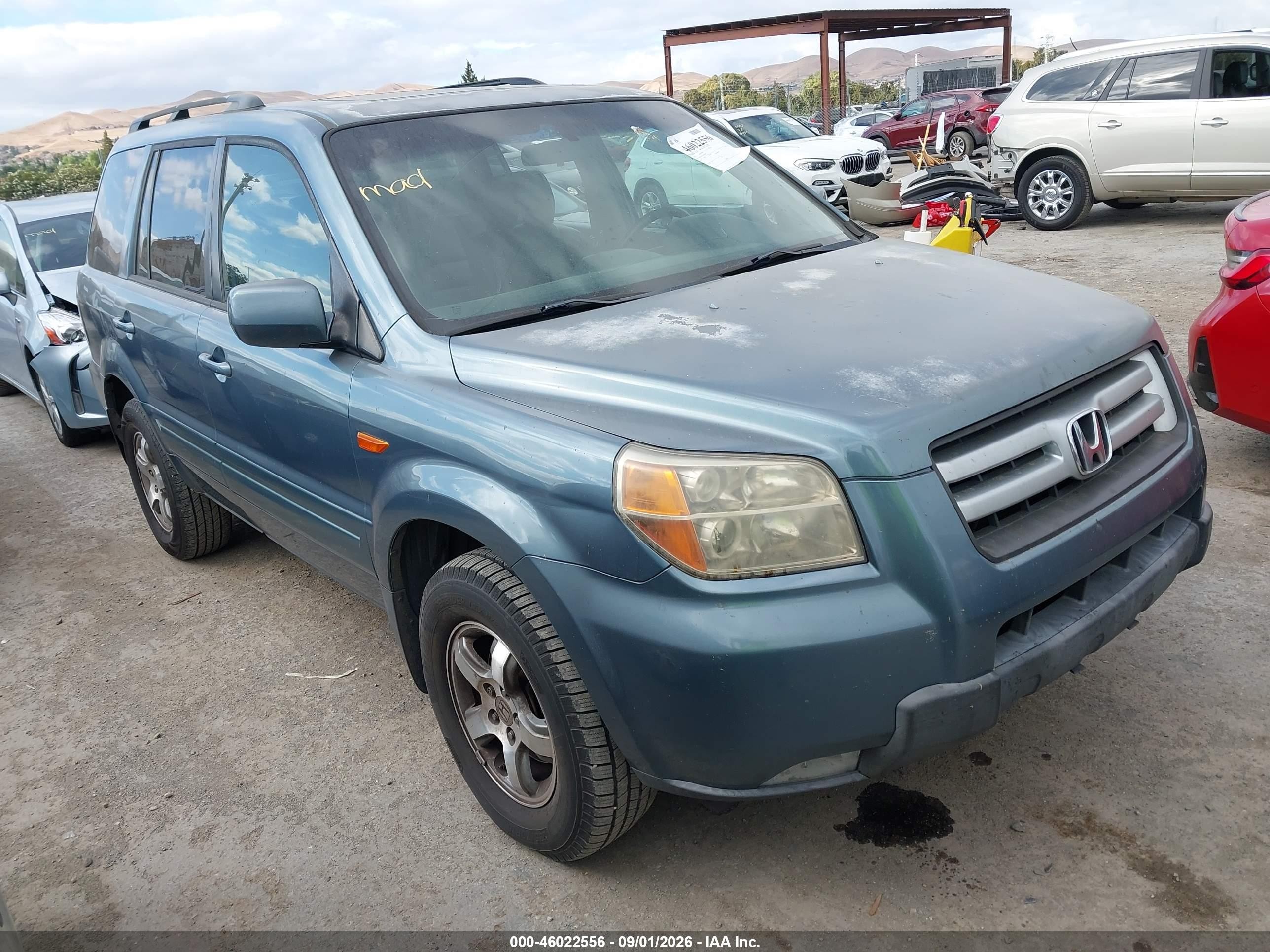 2007 Honda Pilot Ex-l Light Blue vin: 5FNYF287X7B046090