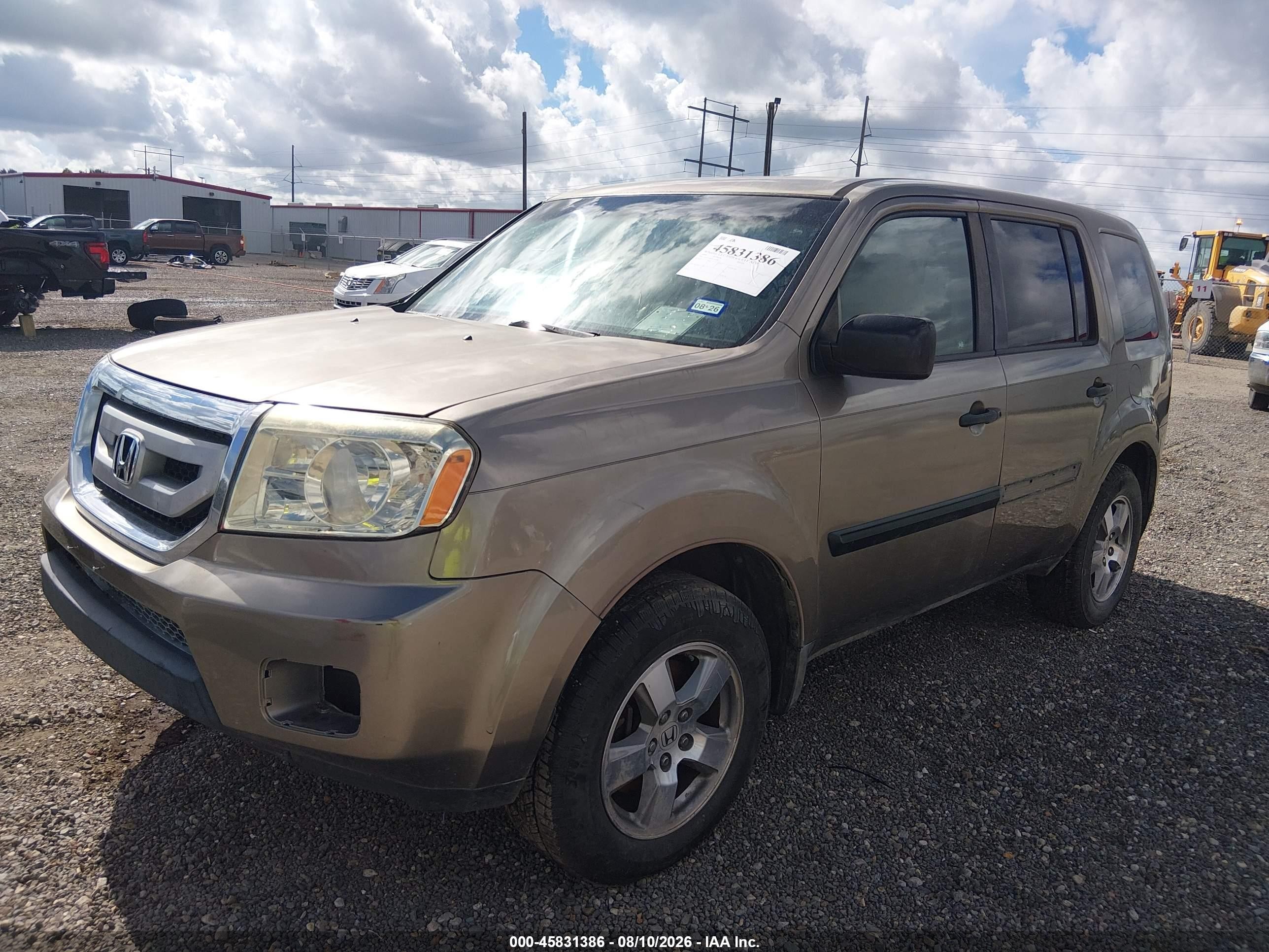 2009 Honda Pilot Lx Tan vin: 5FNYF38249B025927
