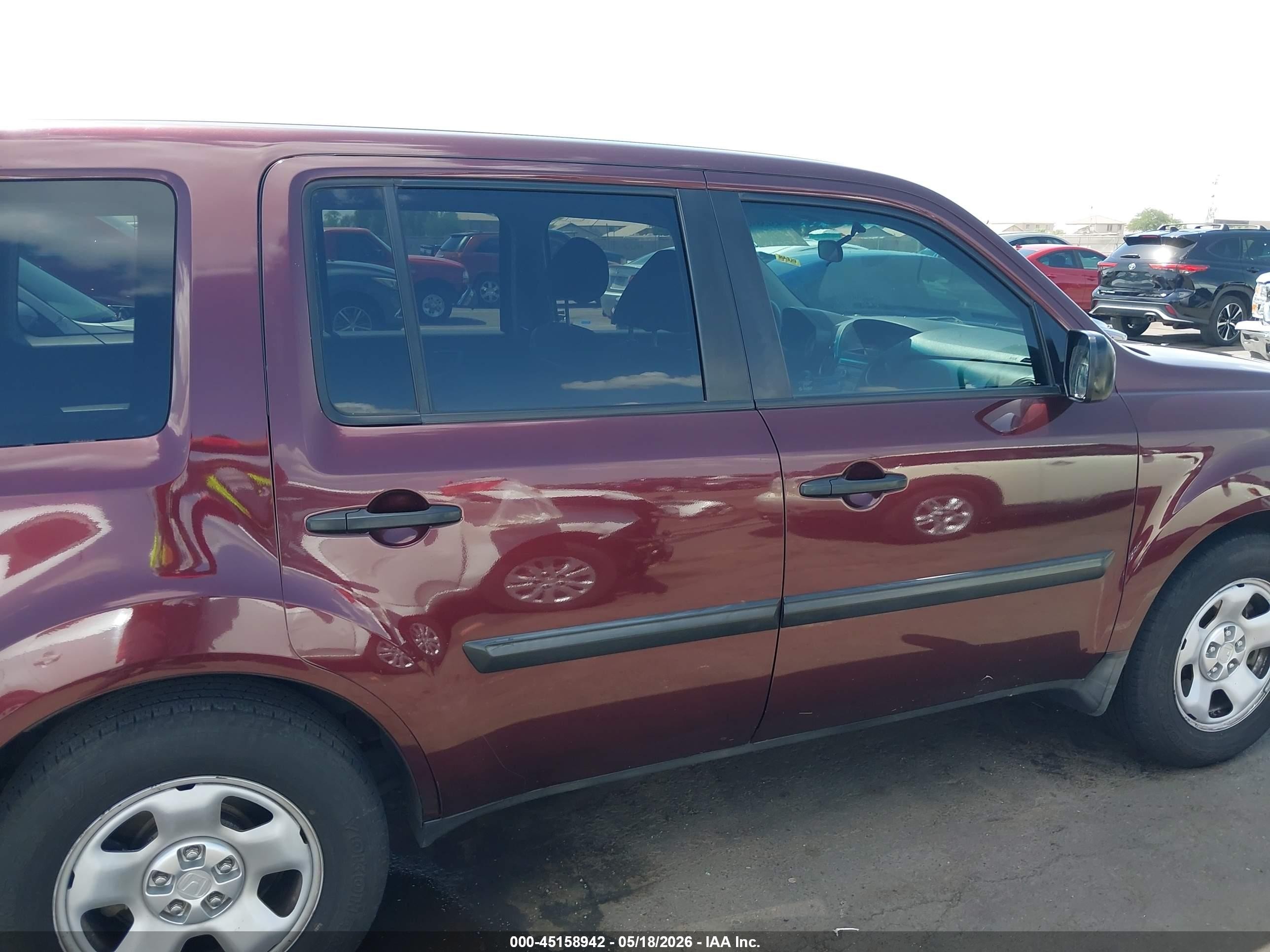 2009 Honda Pilot Lx Maroon vin: 5FNYF38279B002271