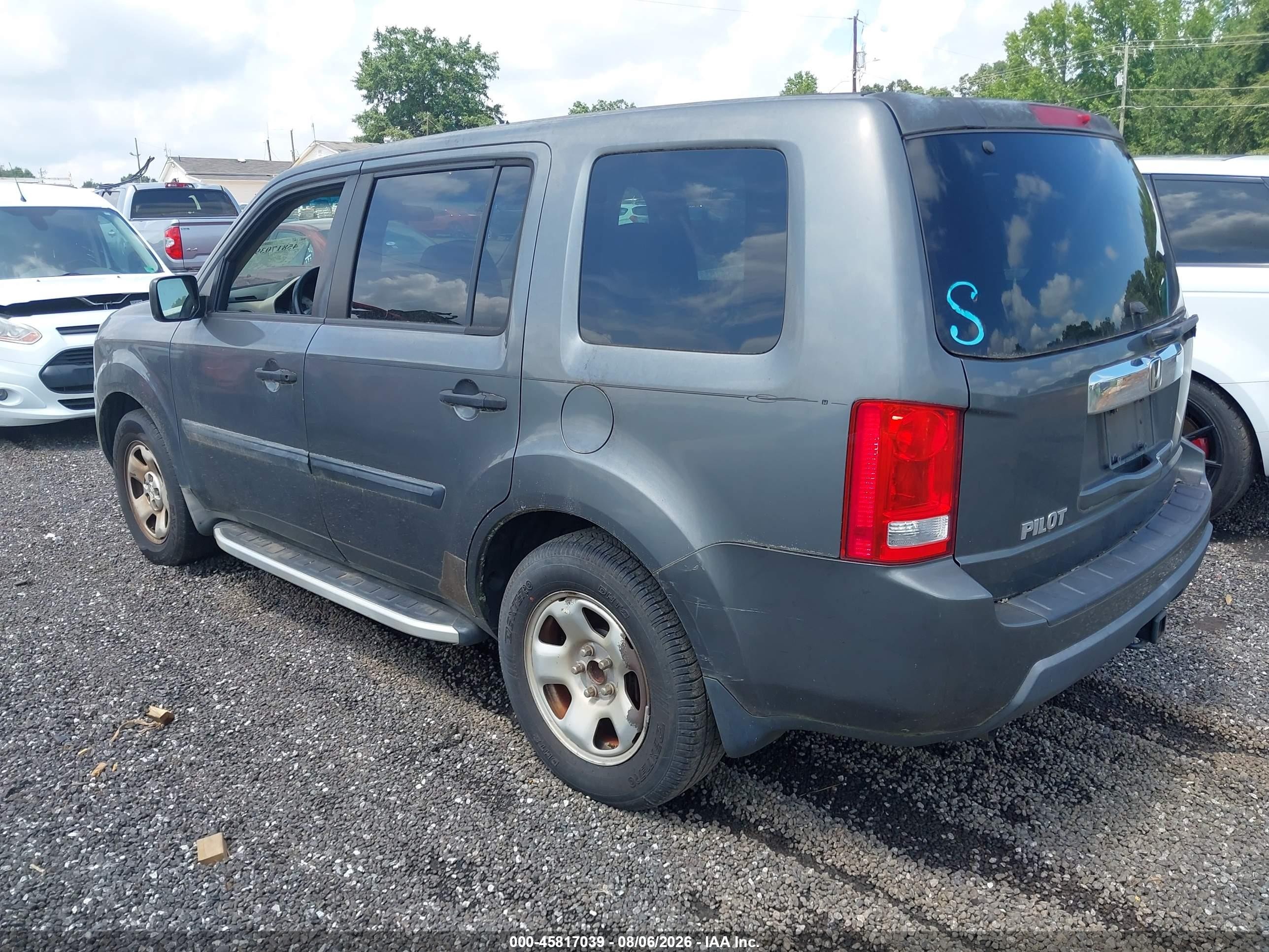 2009 Honda Pilot Lx Gray vin: 5FNYF38279B010693