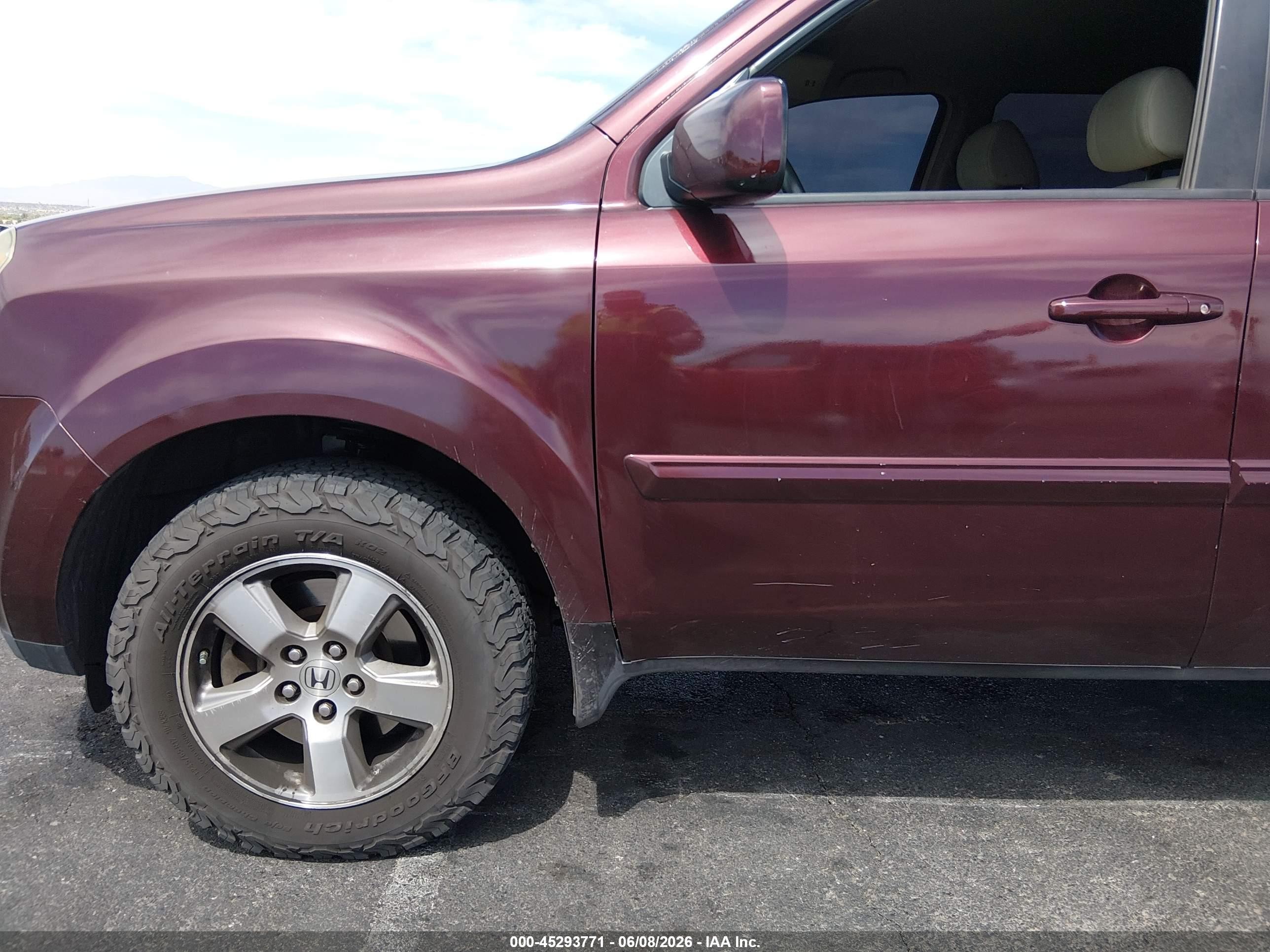 2009 Honda Pilot Ex Burgundy vin: 5FNYF38409B022248