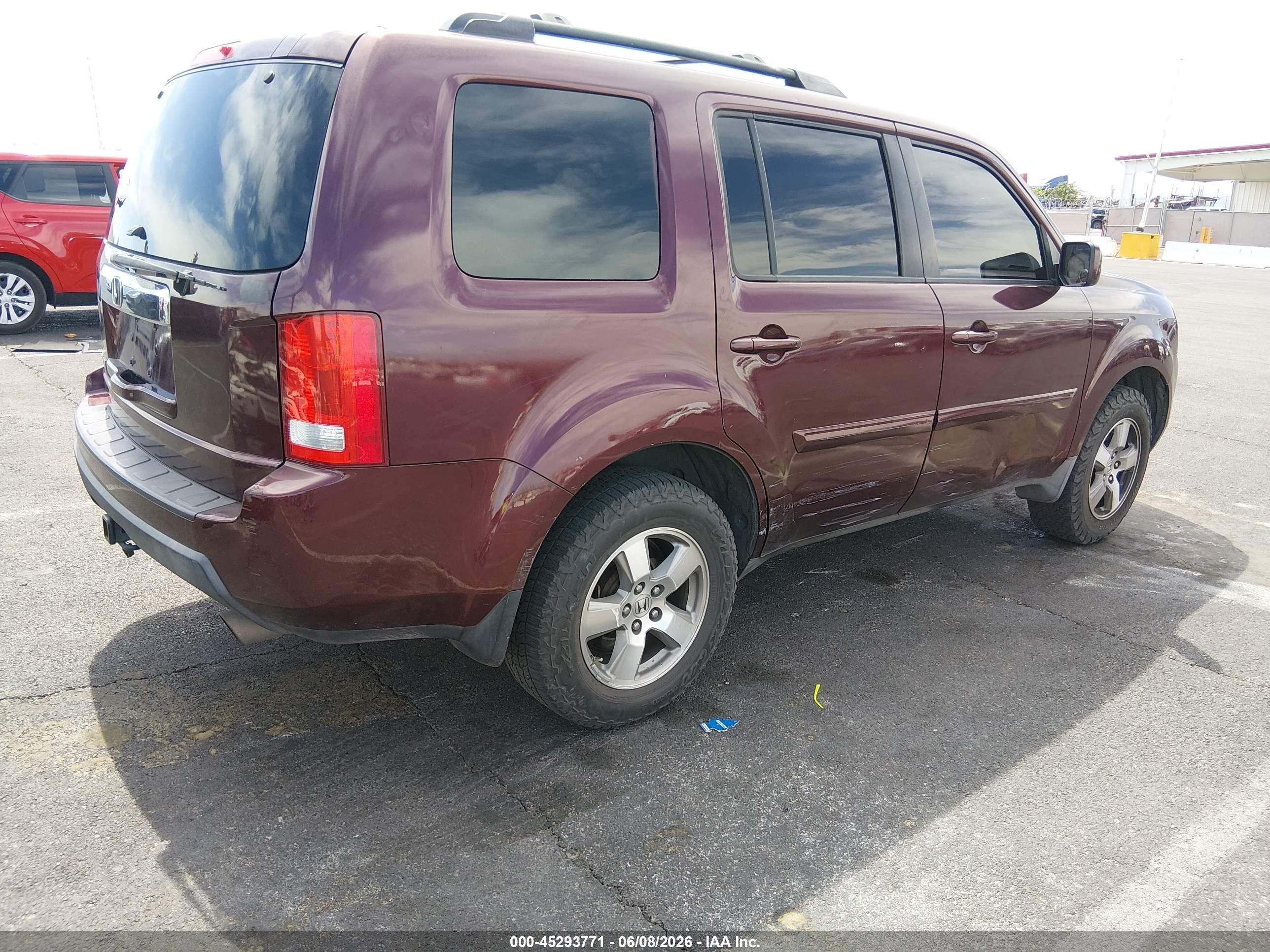 2009 Honda Pilot Ex Burgundy vin: 5FNYF38409B022248