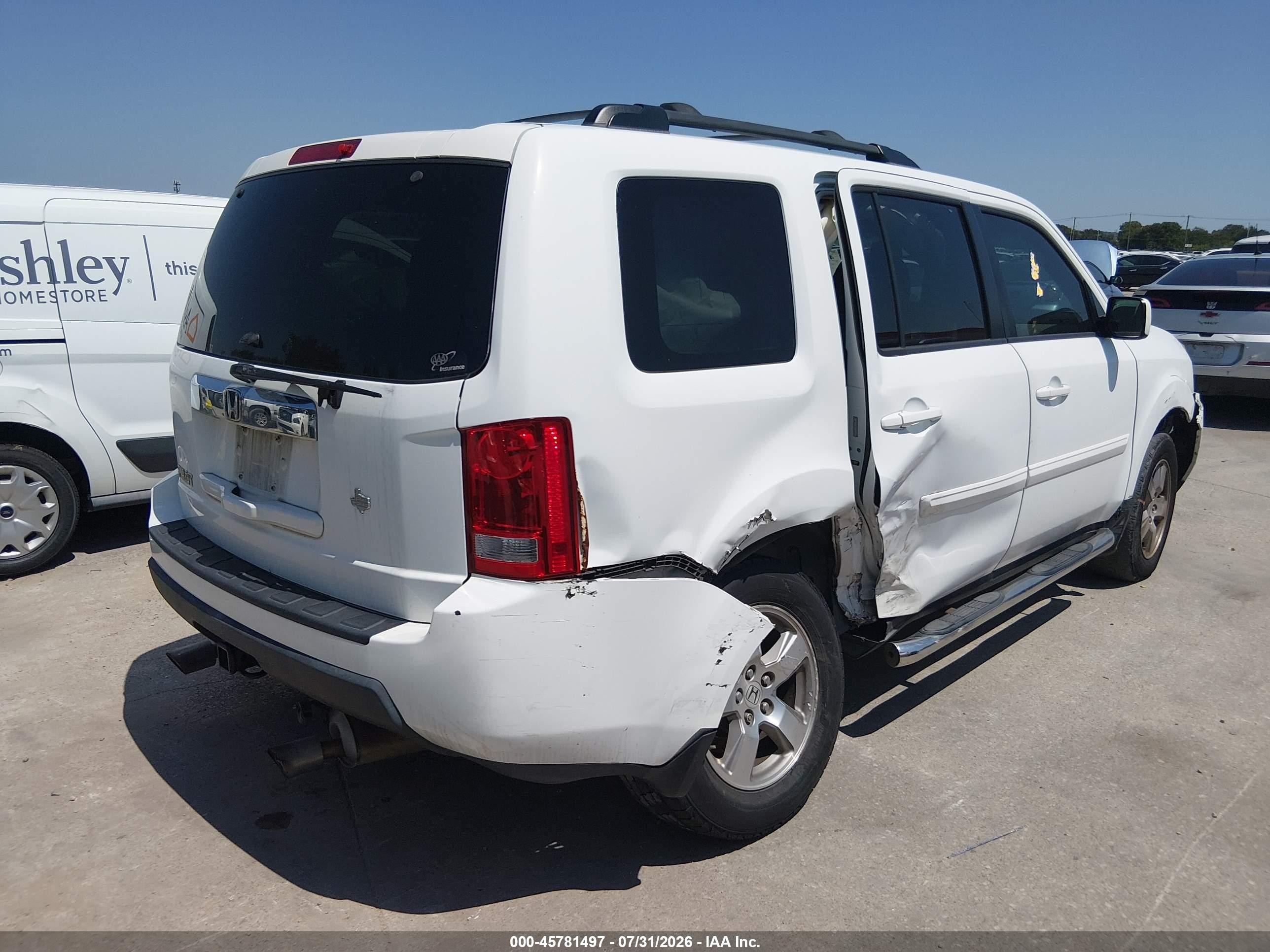 2009 Honda Pilot Ex-l White vin: 5FNYF38519B017505