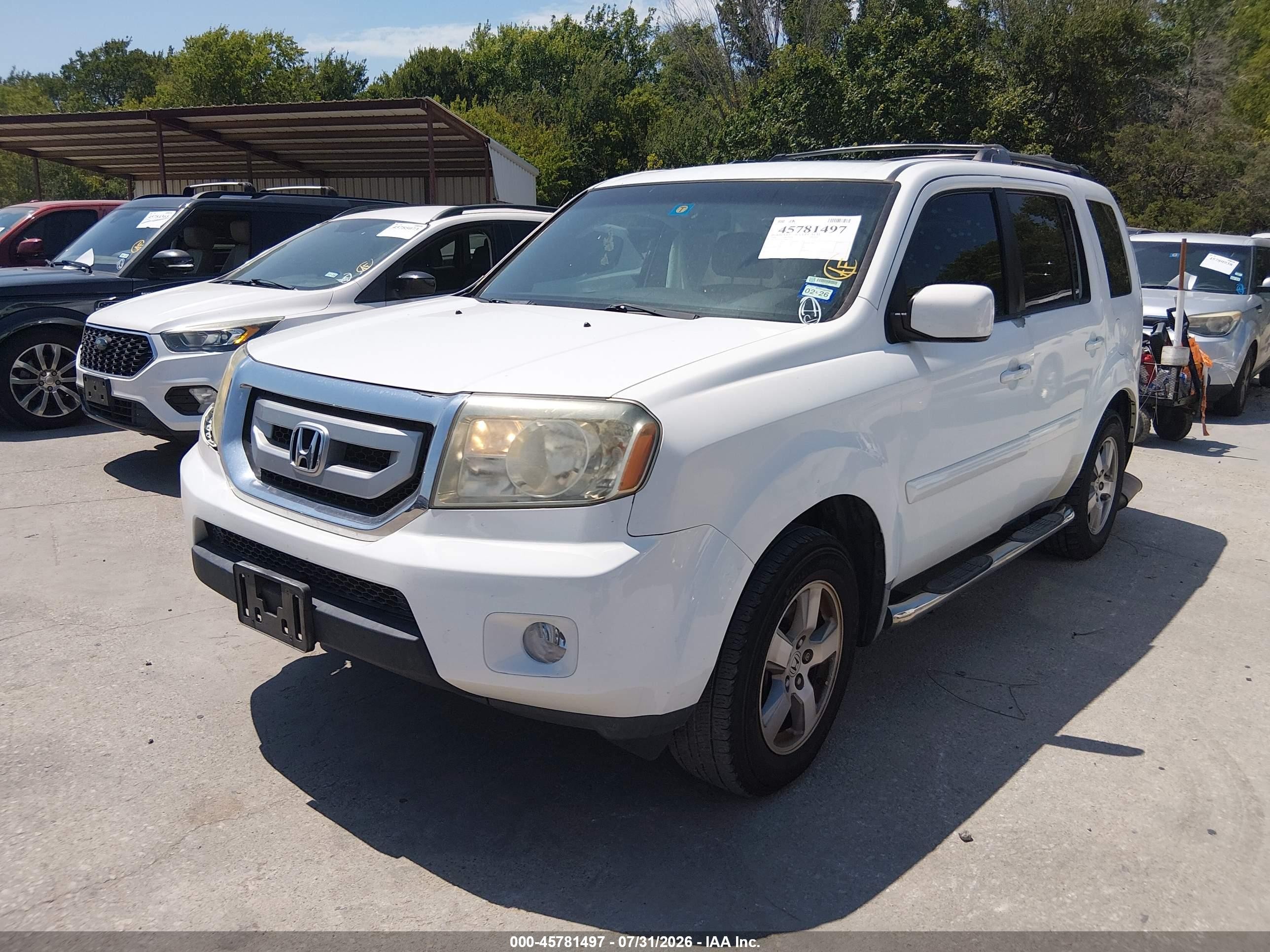 2009 Honda Pilot Ex-l White vin: 5FNYF38519B017505