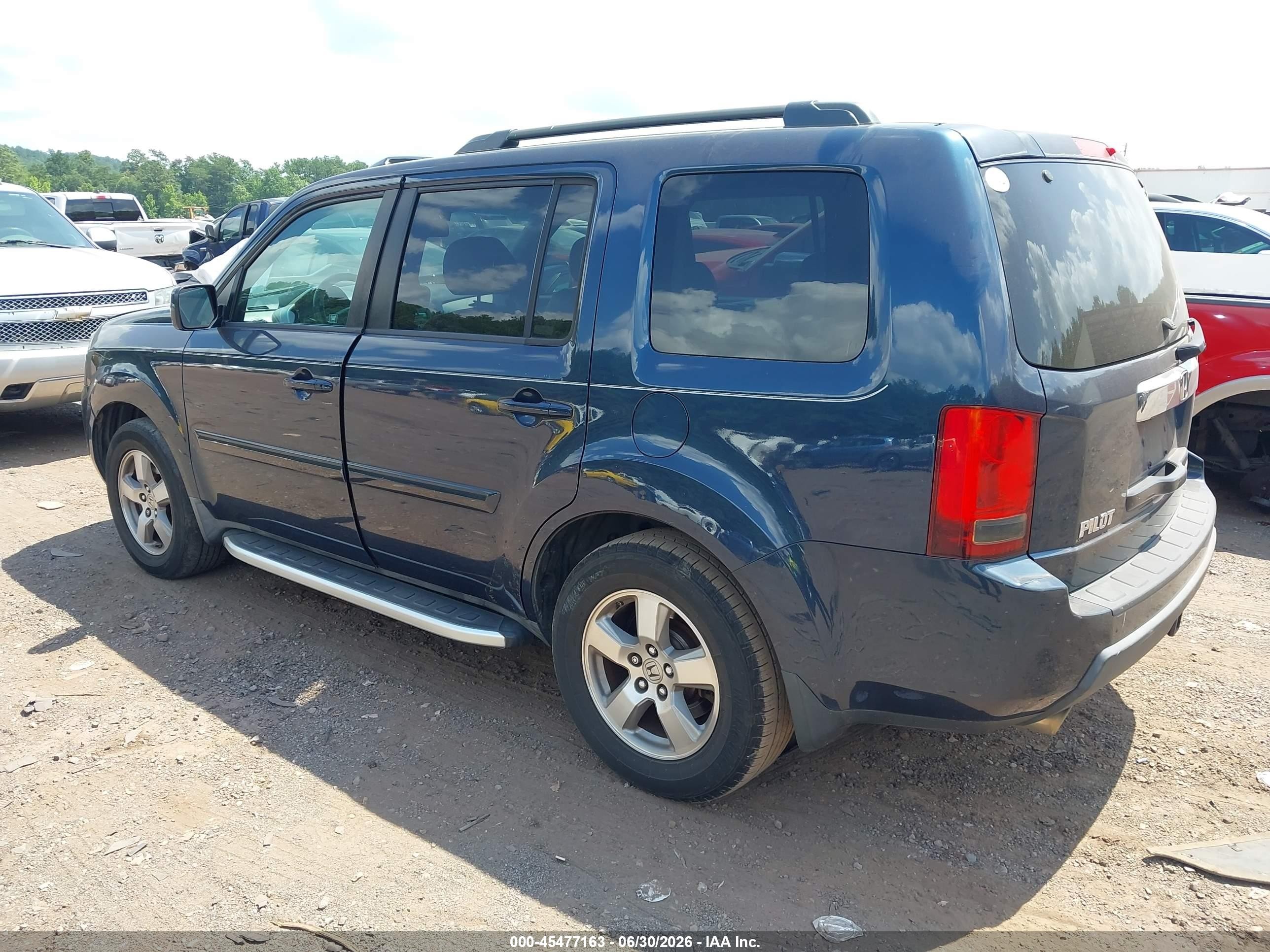 2009 Honda Pilot Ex-l Blue vin: 5FNYF38559B012372