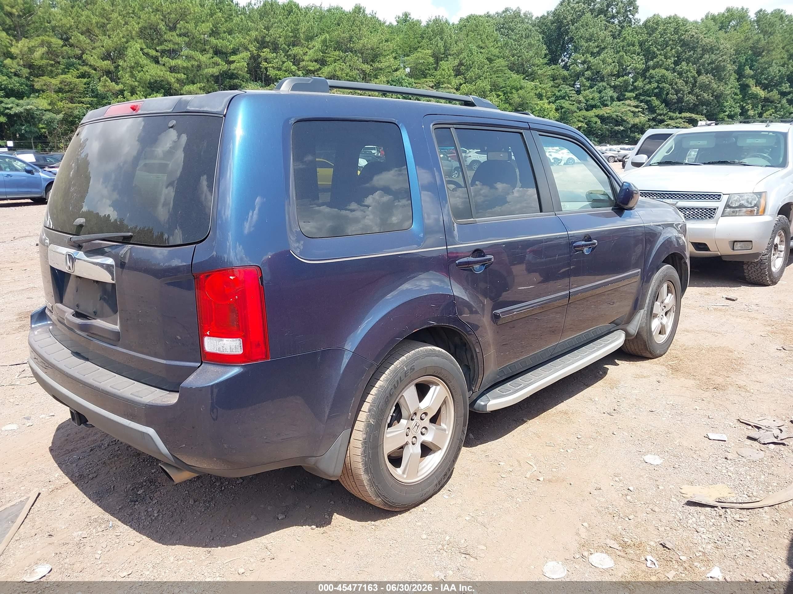 2009 Honda Pilot Ex-l Blue vin: 5FNYF38559B012372