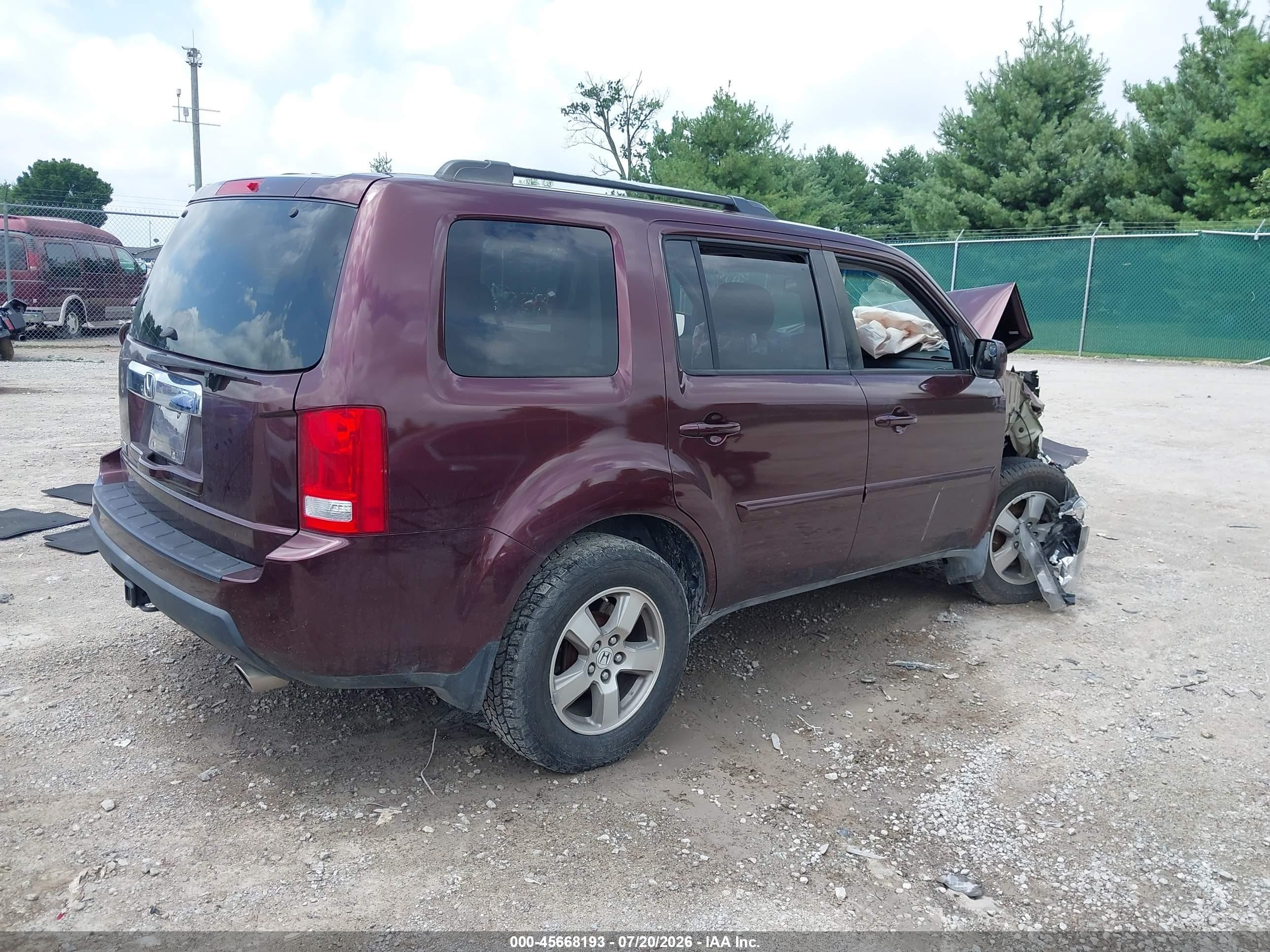 2009 Honda Pilot Ex-l Maroon vin: 5FNYF38559B013084