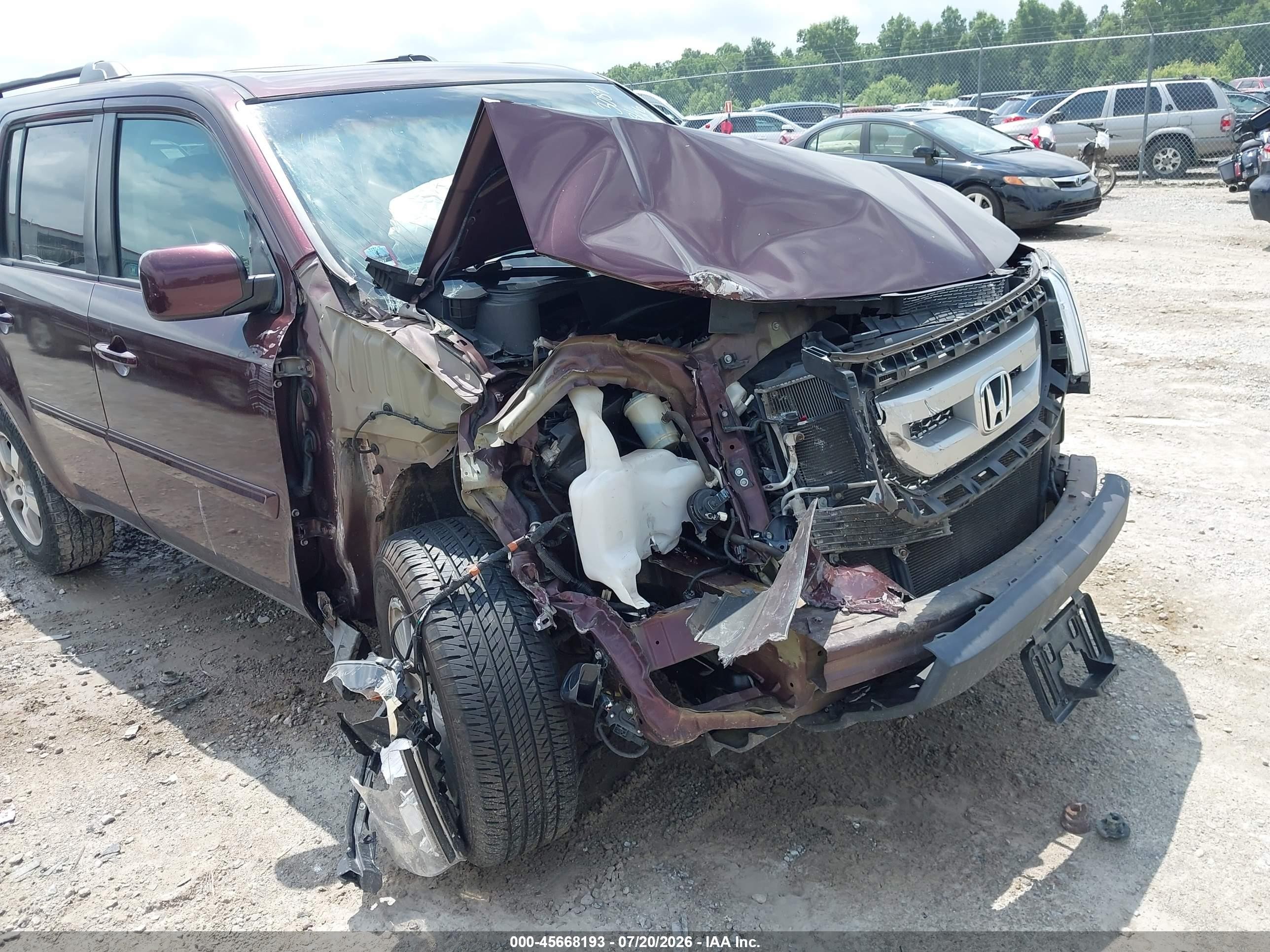 2009 Honda Pilot Ex-l Maroon vin: 5FNYF38559B013084