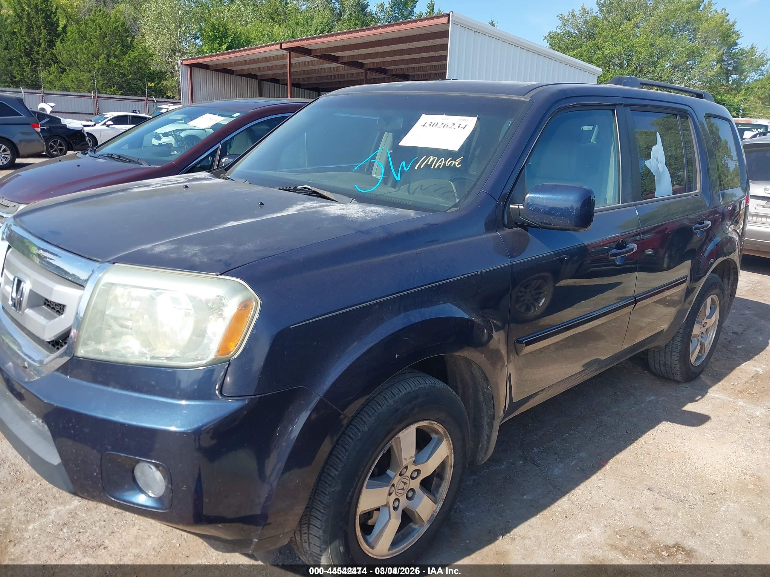 2009 Honda Pilot Ex-l Blue vin: 5FNYF38619B026374
