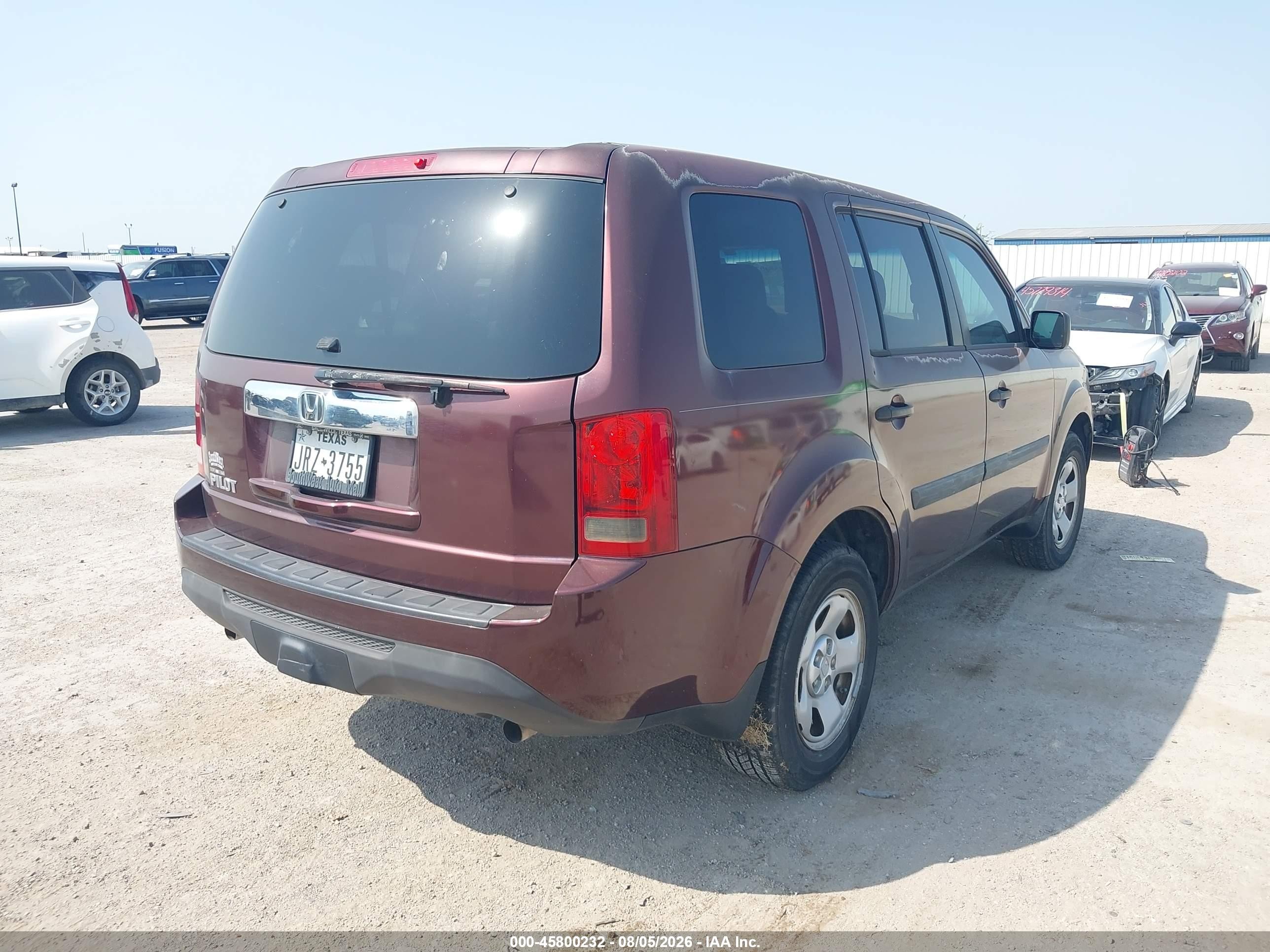 2014 Honda Pilot Lx Red vin: 5FNYF3H20EB001019