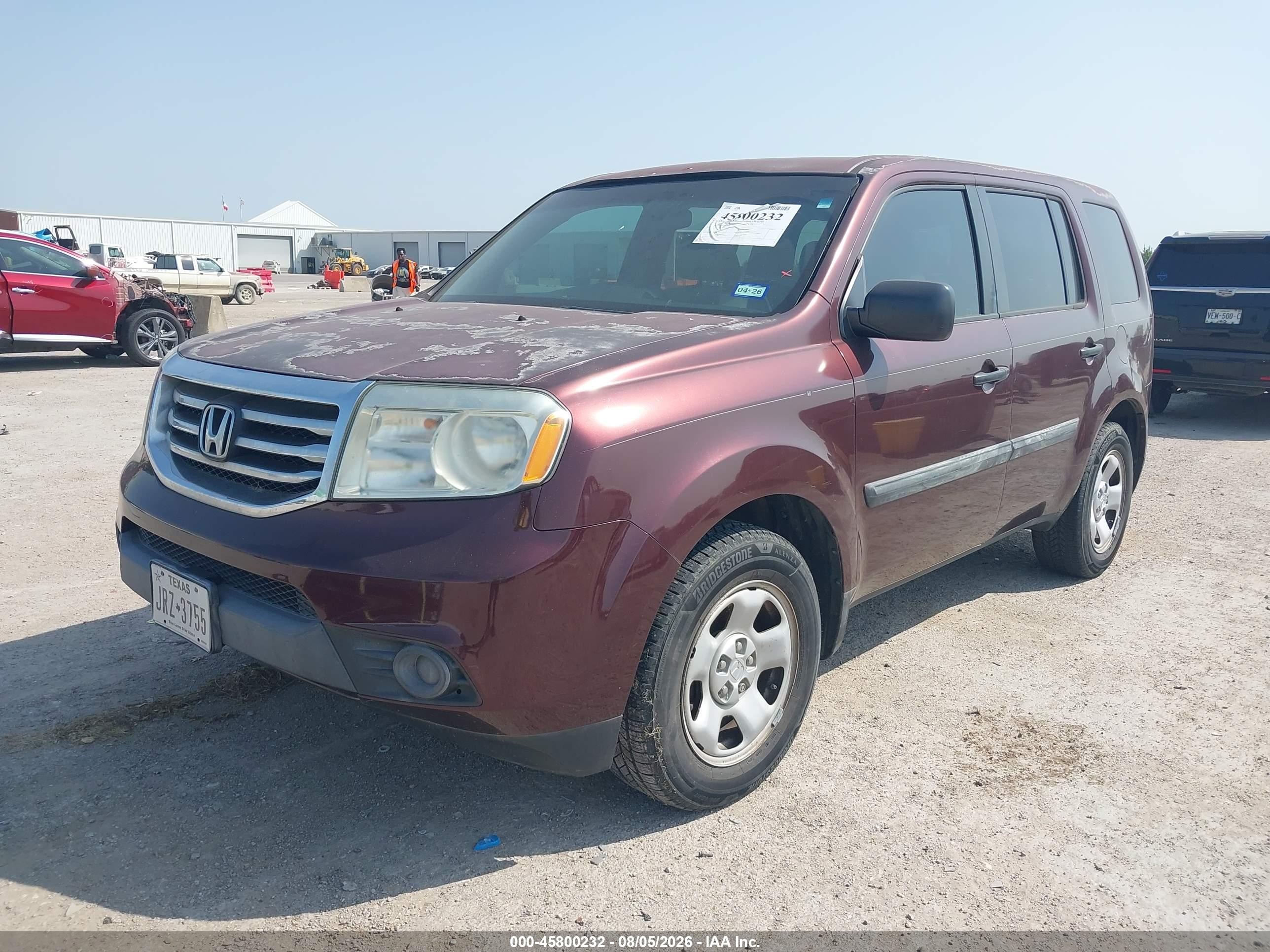 2014 Honda Pilot Lx Red vin: 5FNYF3H20EB001019