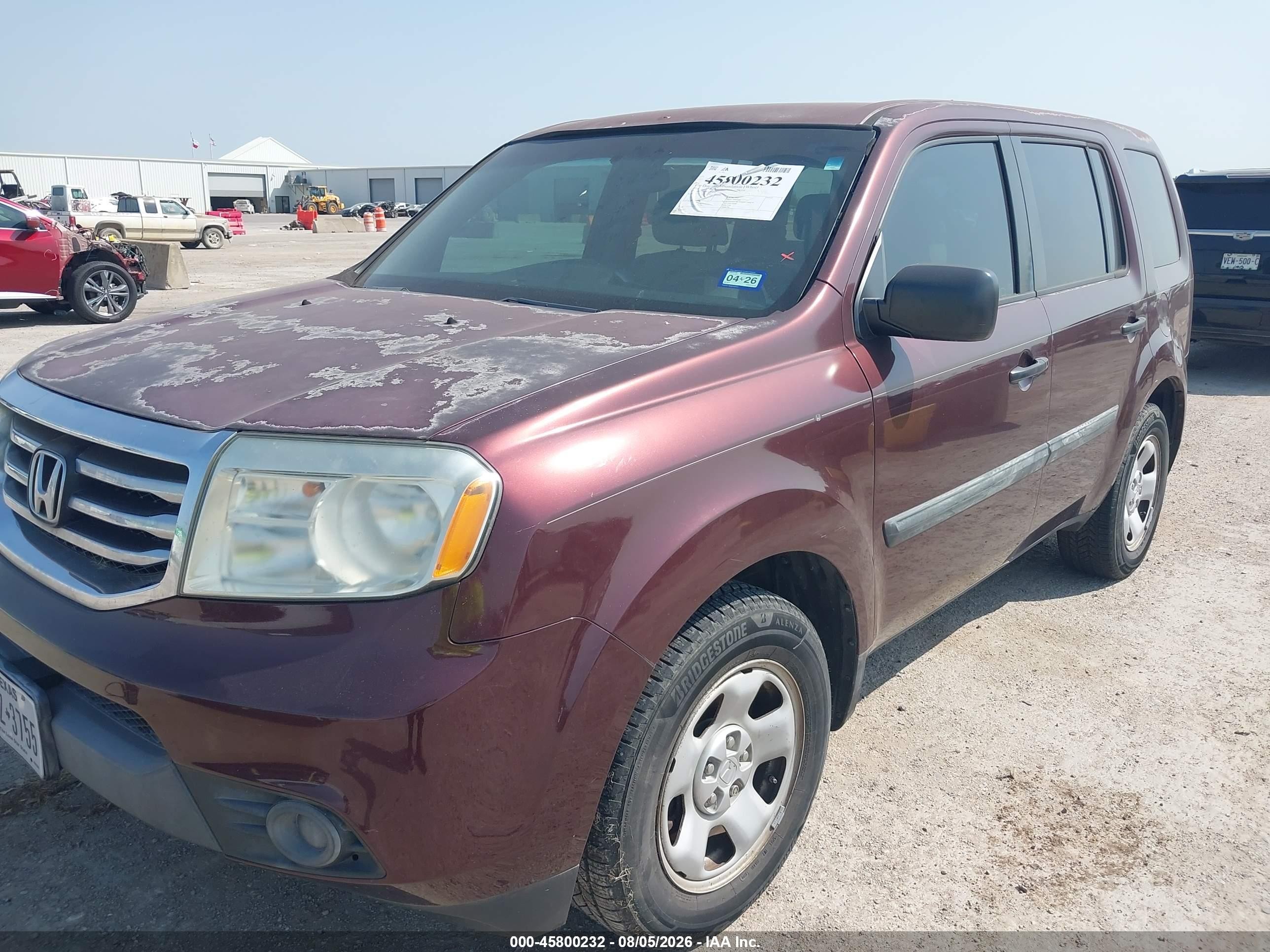 2014 Honda Pilot Lx Red vin: 5FNYF3H20EB001019