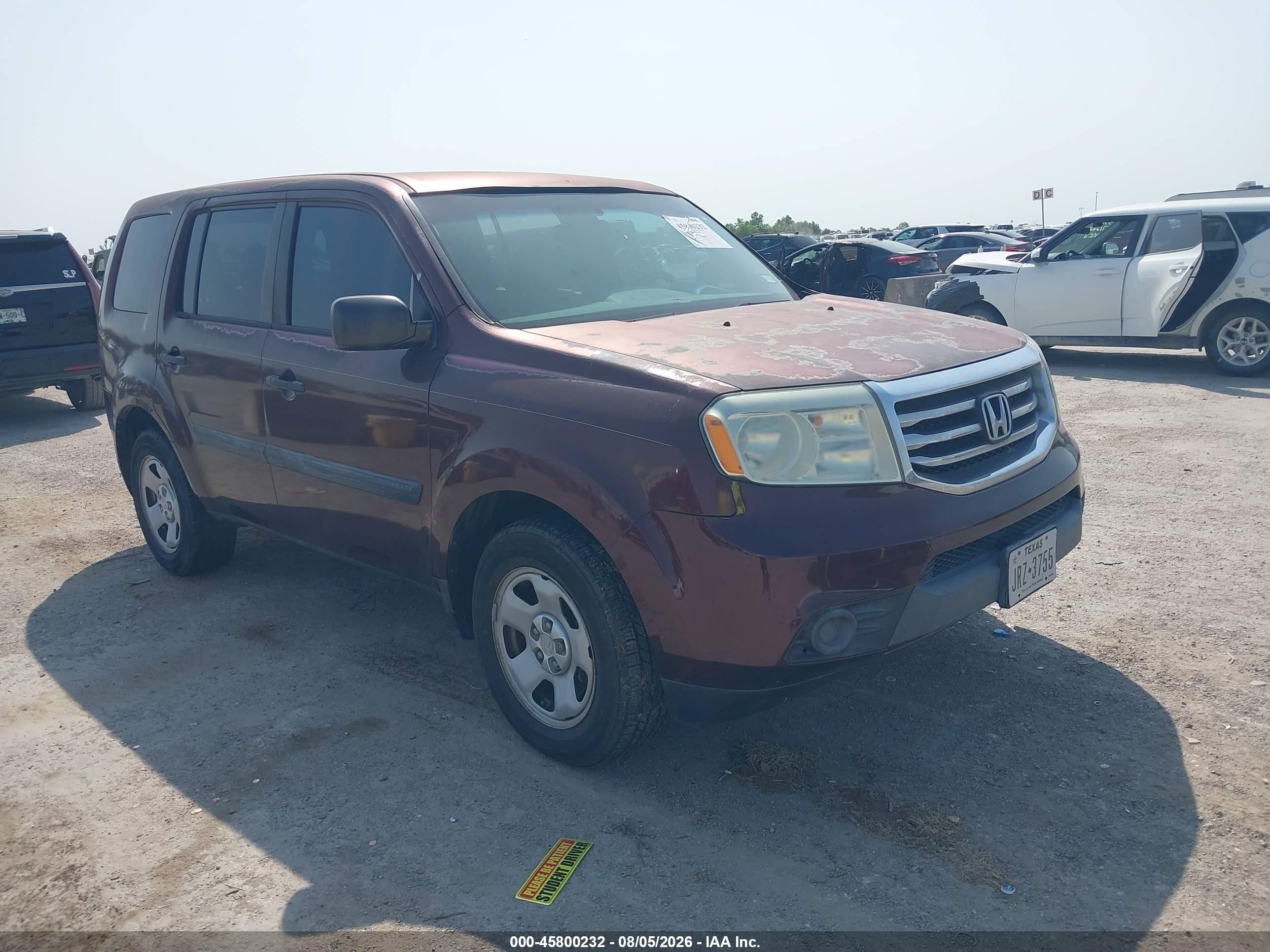 2014 Honda Pilot Lx Red vin: 5FNYF3H20EB001019