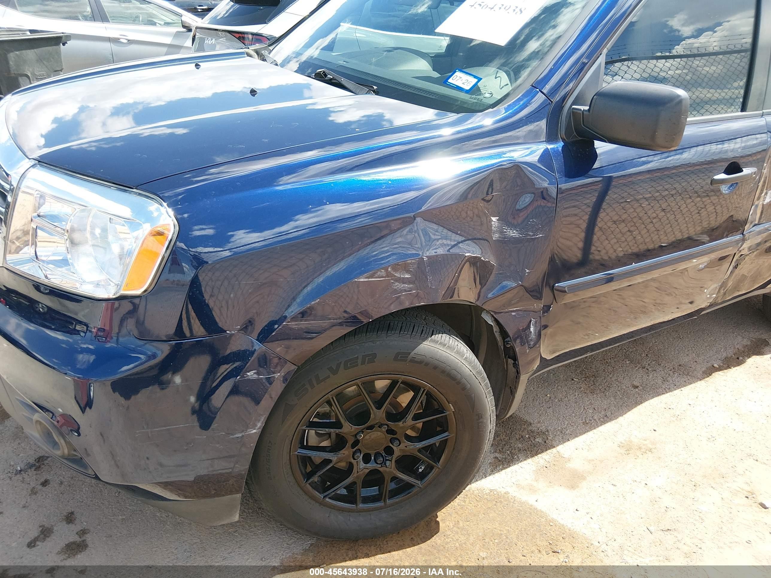 2013 Honda Pilot Lx Blue vin: 5FNYF3H21DB004560