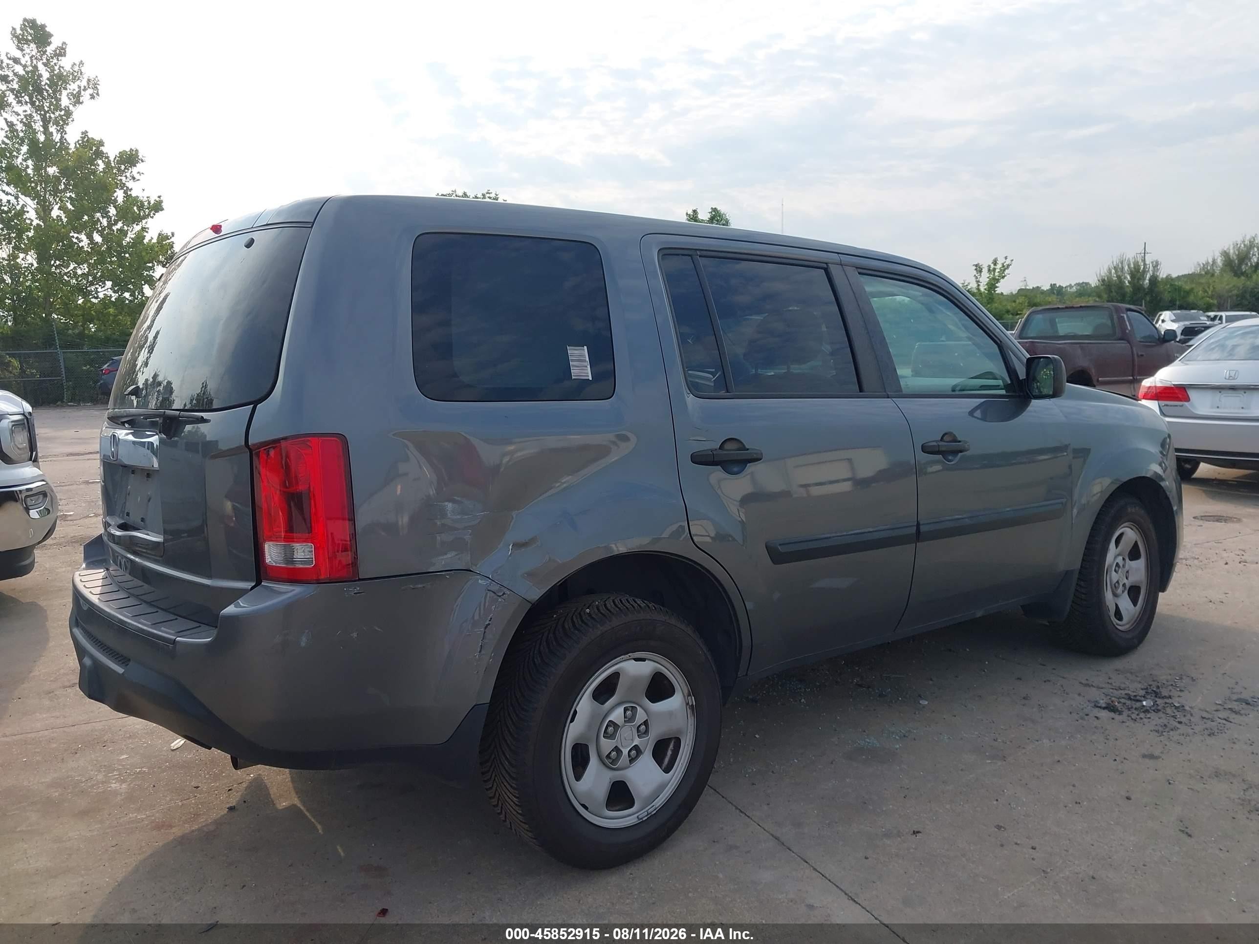 2013 Honda Pilot Lx Серый vin: 5FNYF3H21DB031032