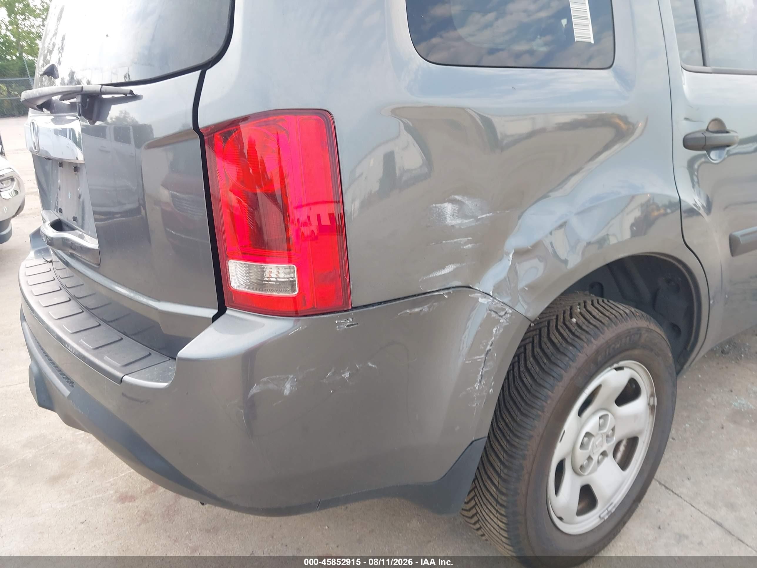 2013 Honda Pilot Lx Серый vin: 5FNYF3H21DB031032