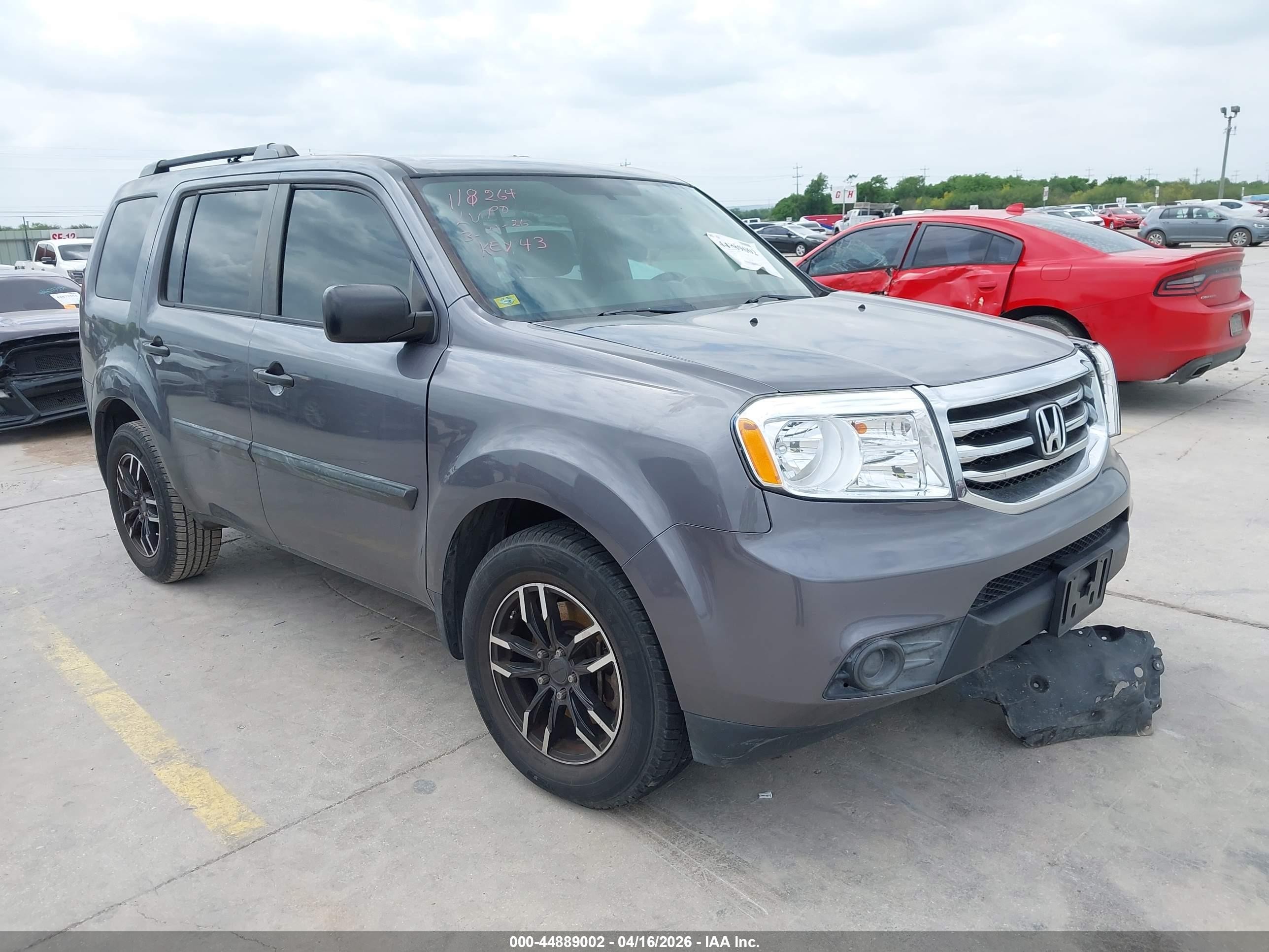2014 Honda Pilot Lx Gray vin: 5FNYF3H21EB007055