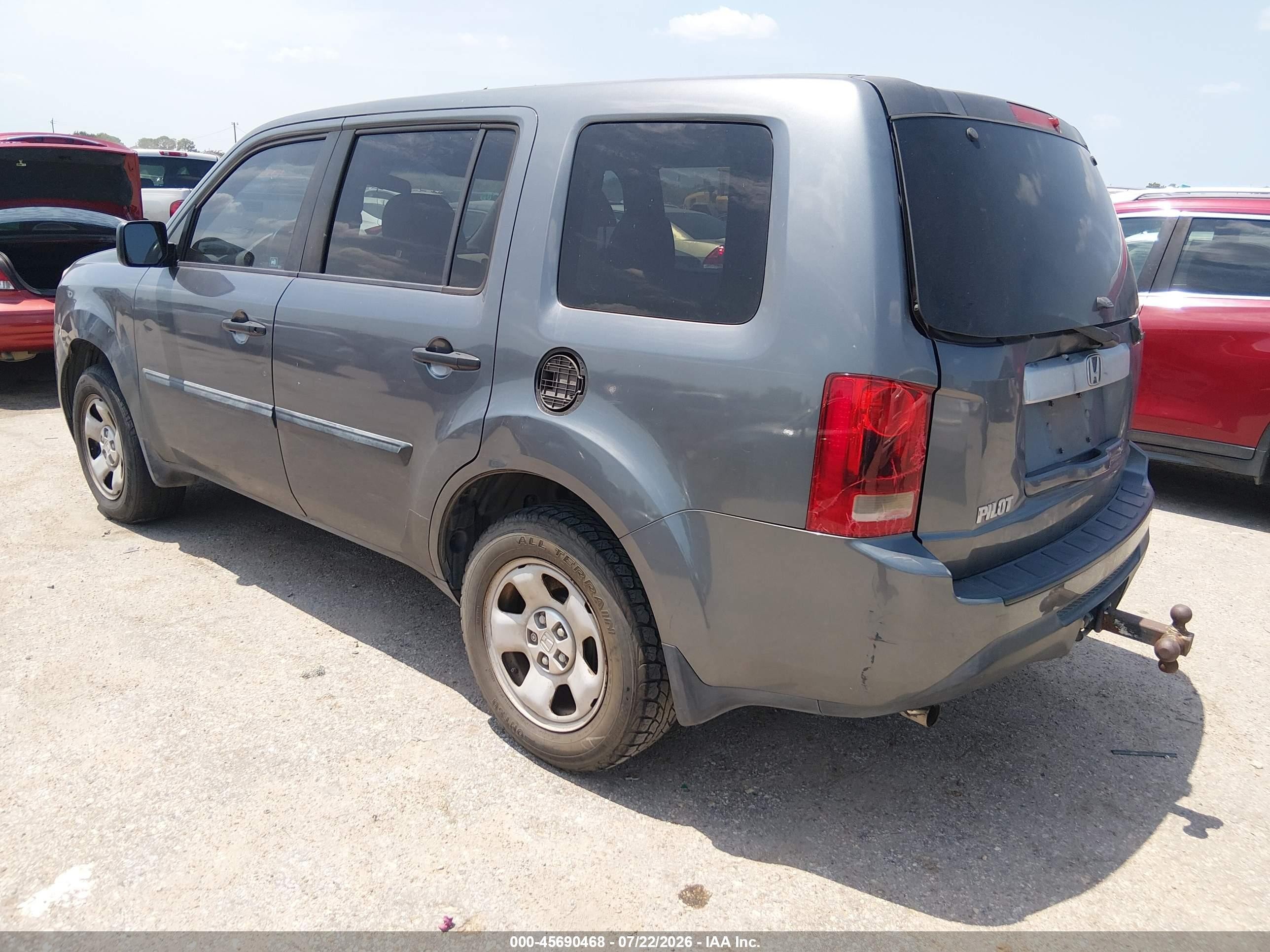 2012 Honda Pilot Lx Gray vin: 5FNYF3H23CB003375