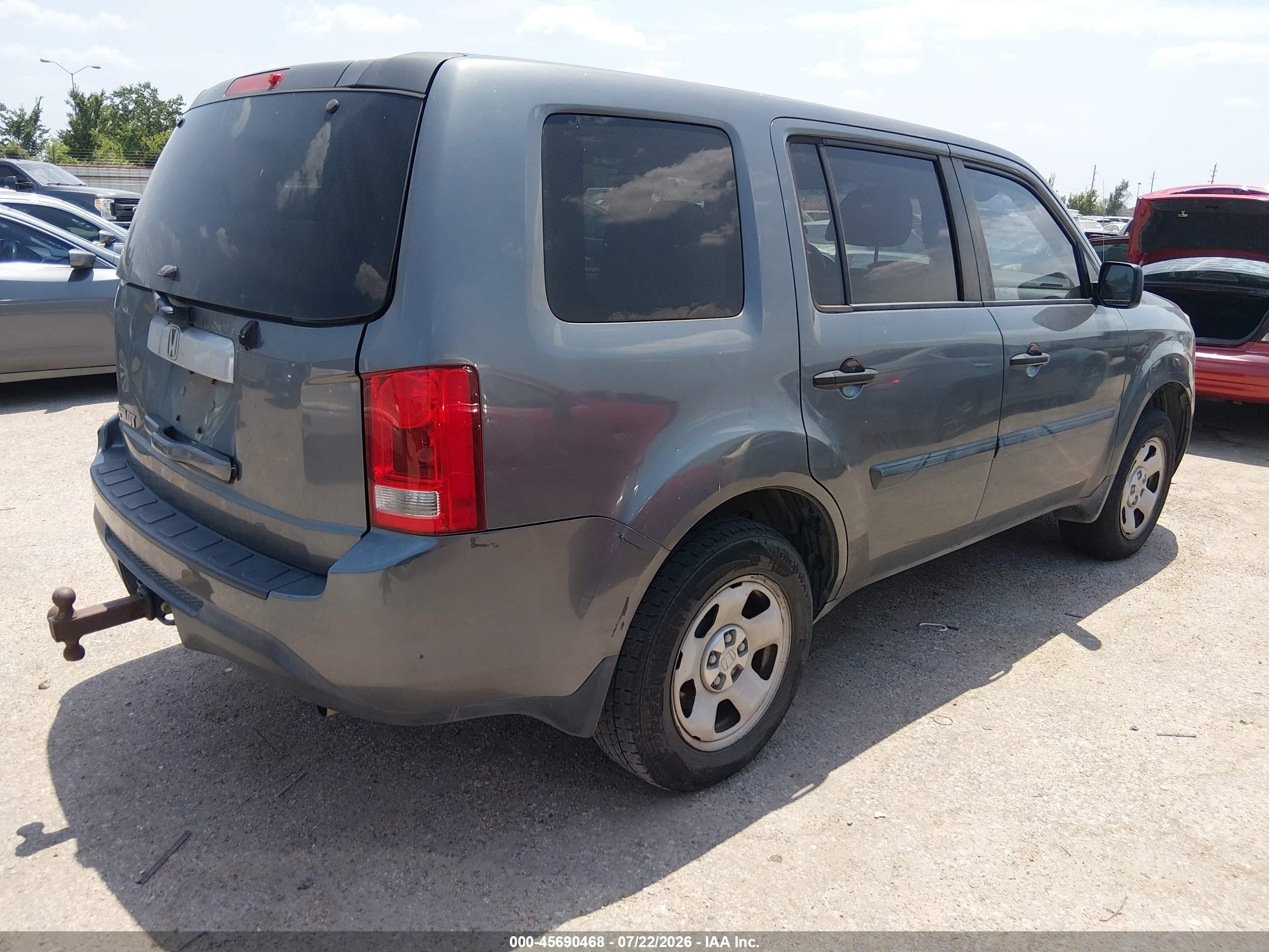 2012 Honda Pilot Lx Gray vin: 5FNYF3H23CB003375