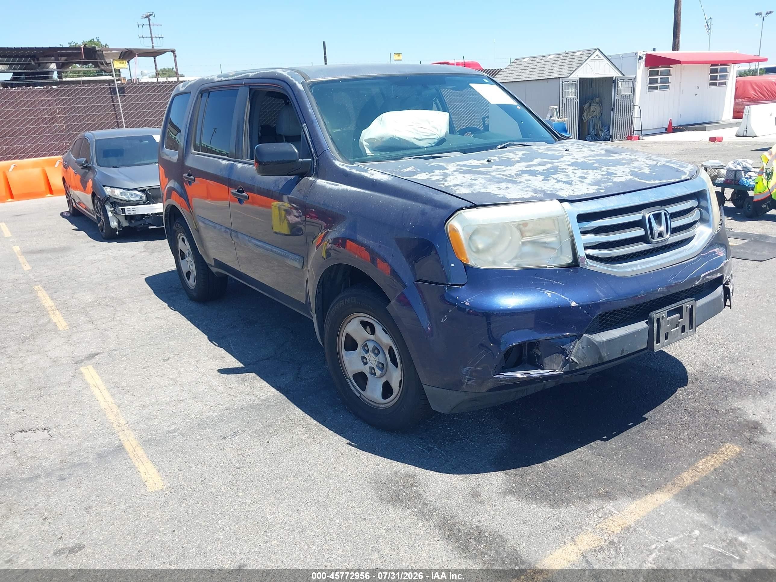 2013 Honda Pilot Lx Blue vin: 5FNYF3H23DB019609
