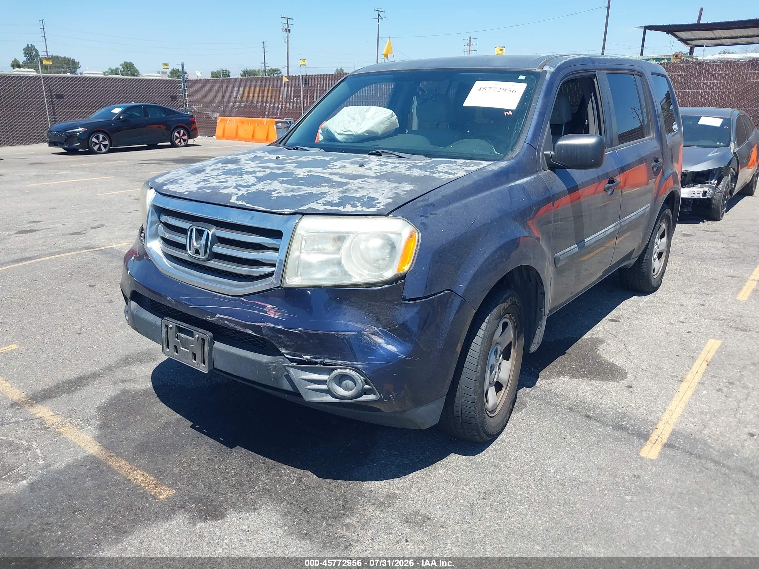 2013 Honda Pilot Lx Blue vin: 5FNYF3H23DB019609
