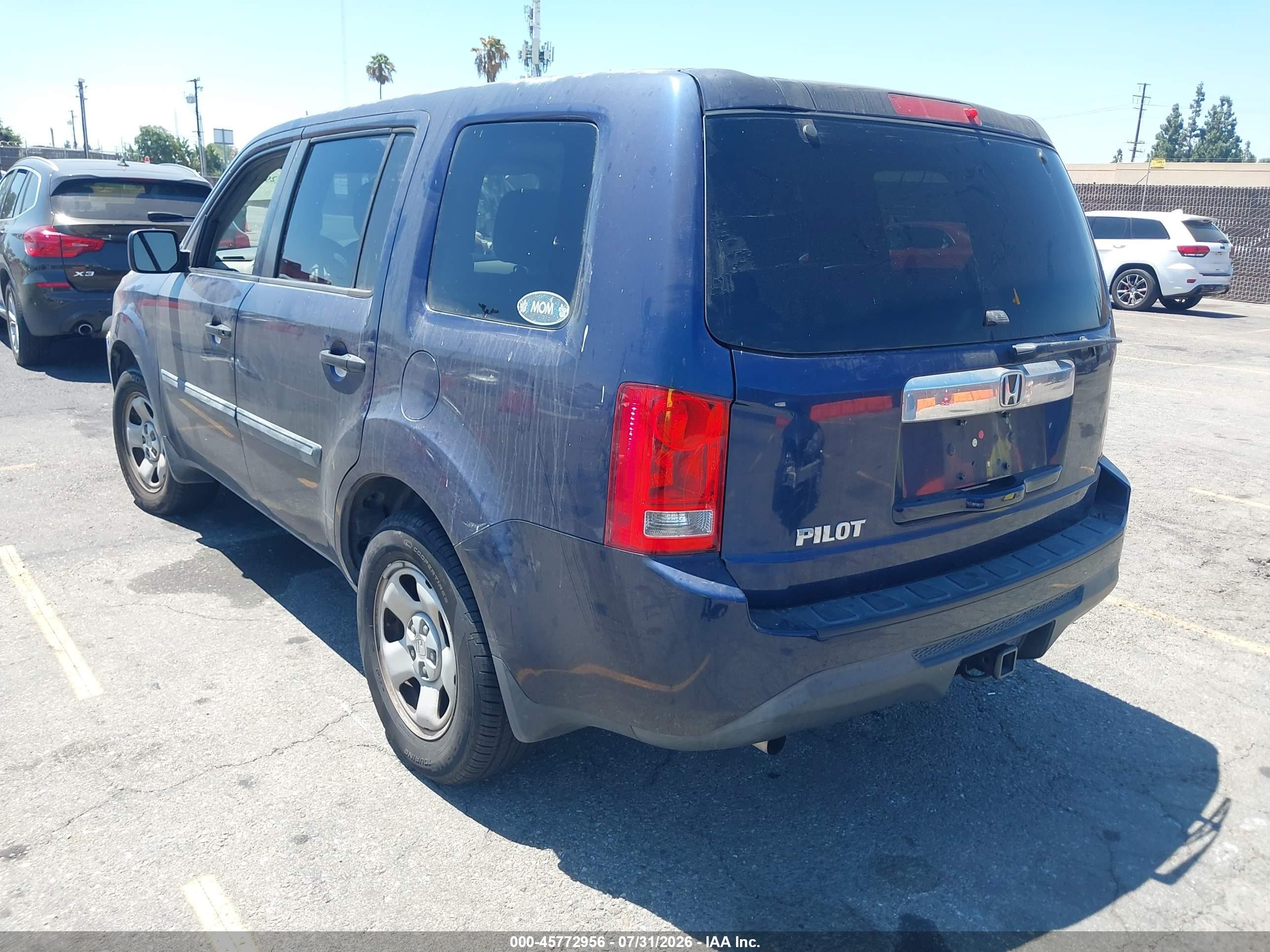 2013 Honda Pilot Lx Blue vin: 5FNYF3H23DB019609