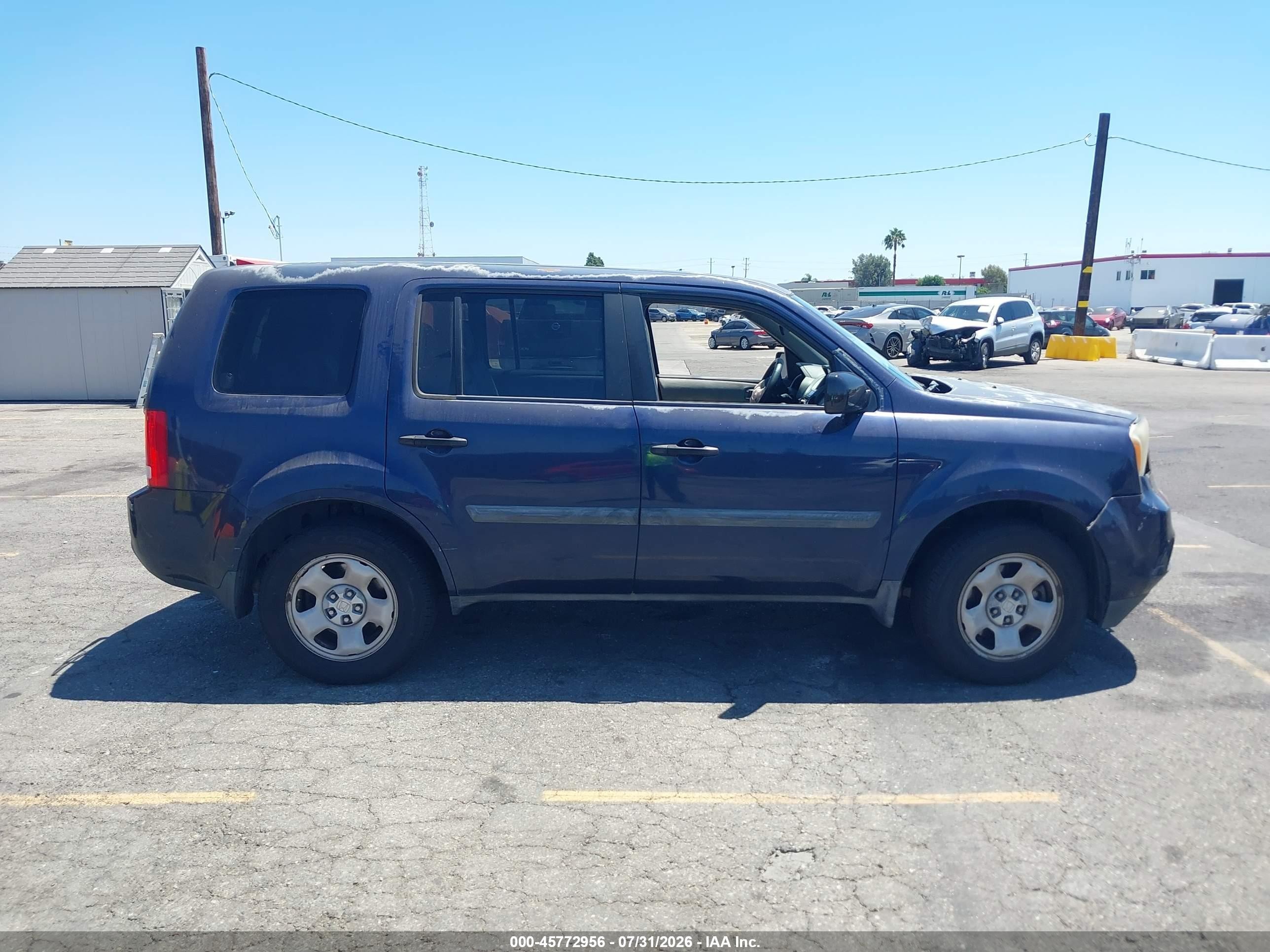 2013 Honda Pilot Lx Blue vin: 5FNYF3H23DB019609