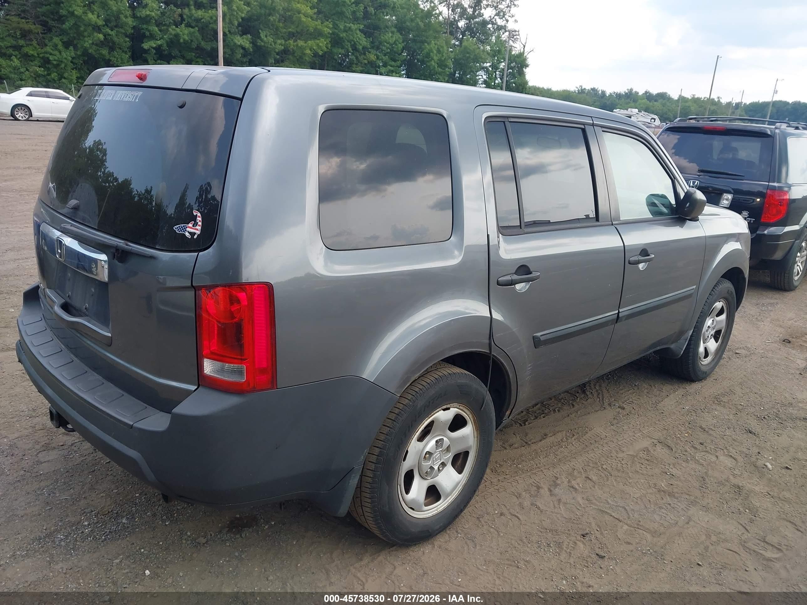 2010 Honda Pilot Lx Gray vin: 5FNYF3H24AB010915
