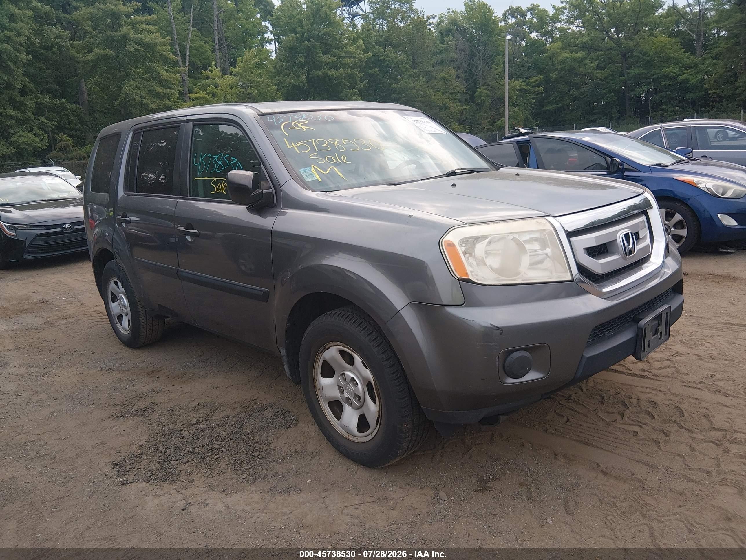 2010 Honda Pilot Lx Gray vin: 5FNYF3H24AB010915