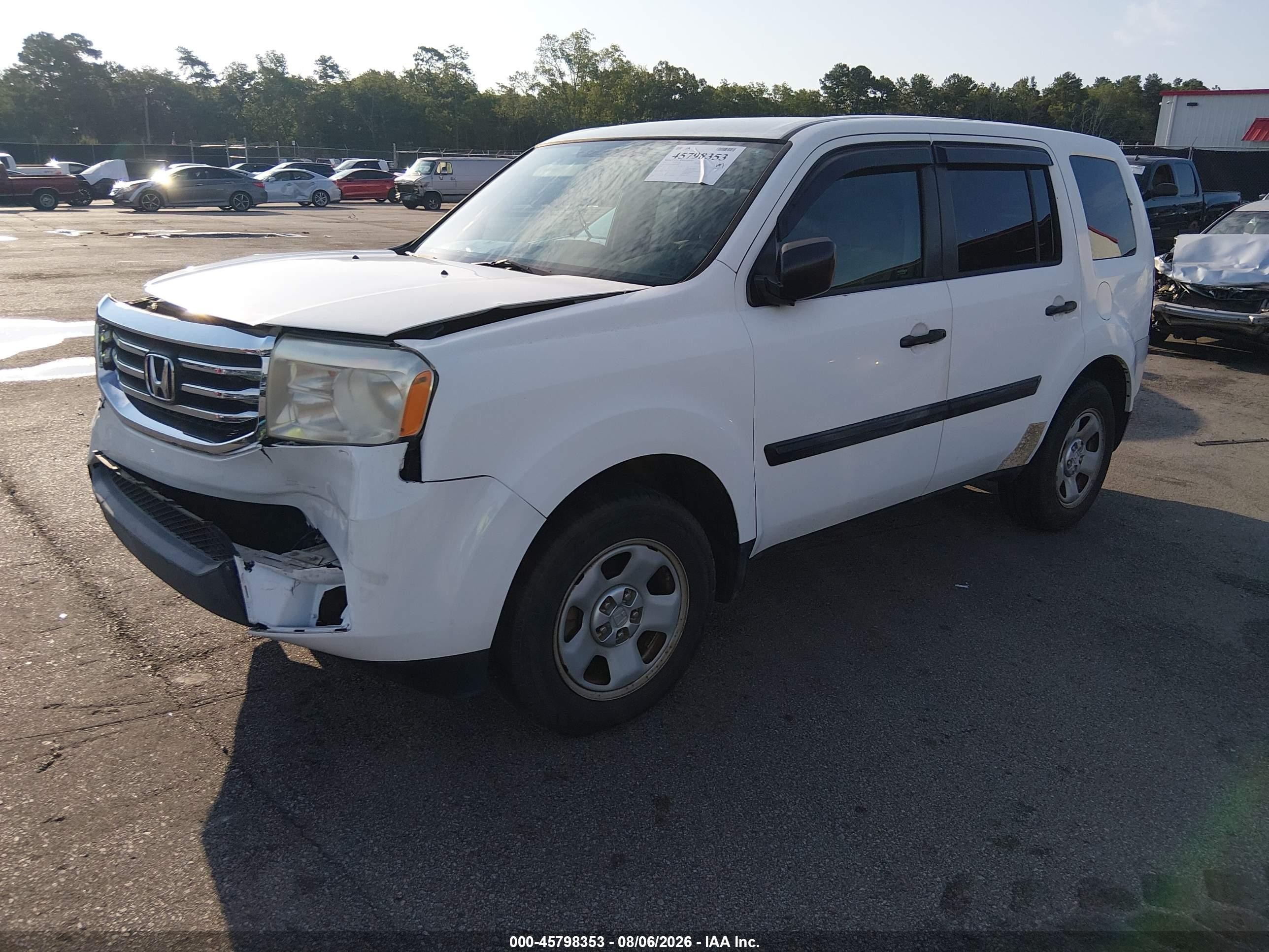 2013 Honda Pilot Lx Белый vin: 5FNYF3H24DB042834