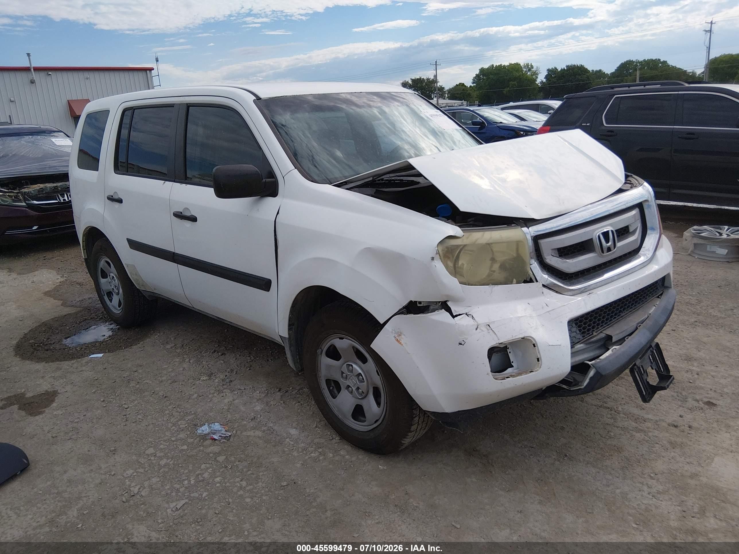 2010 Honda Pilot Lx White vin: 5FNYF3H25AB010793