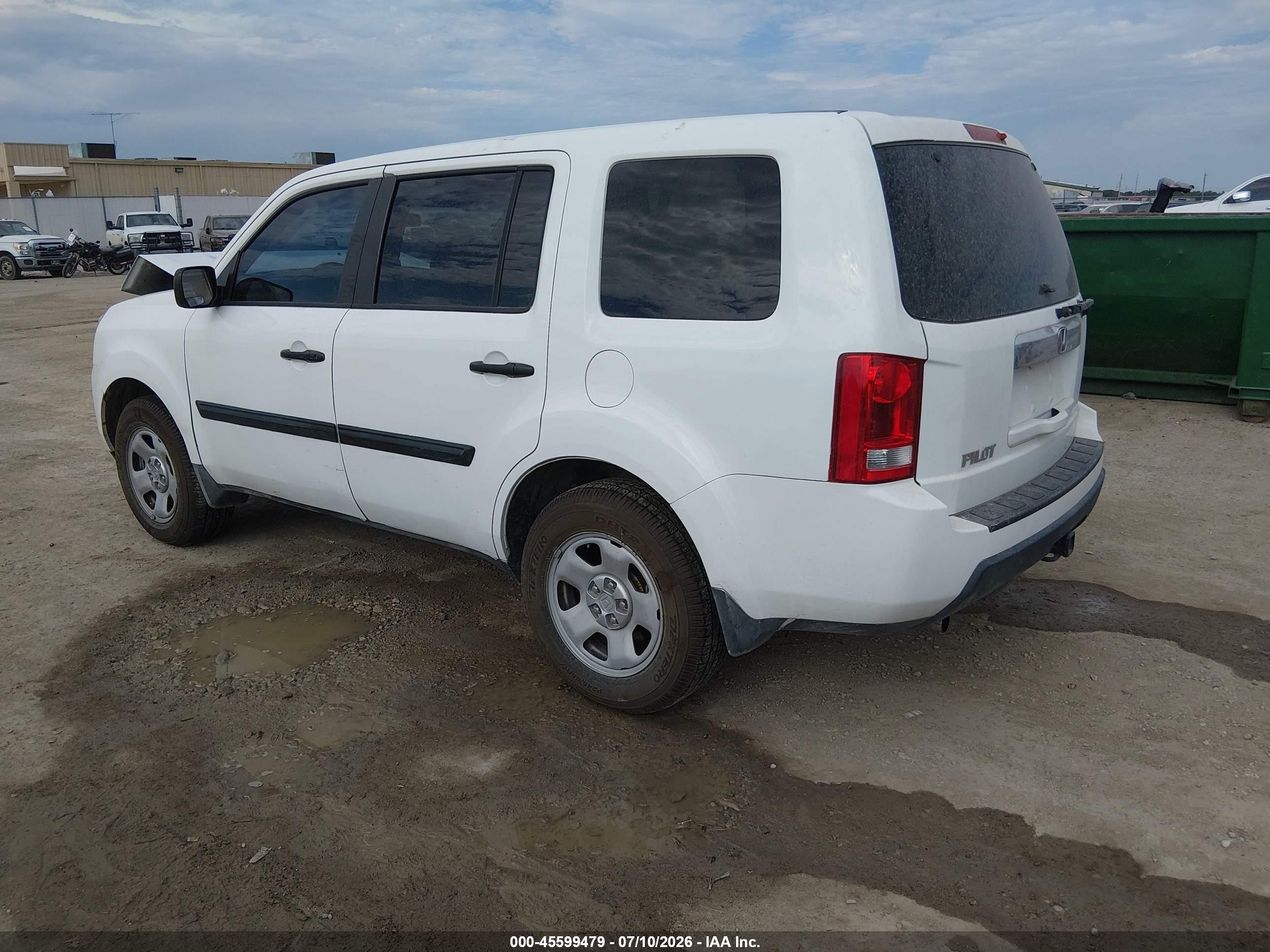 2010 Honda Pilot Lx White vin: 5FNYF3H25AB010793