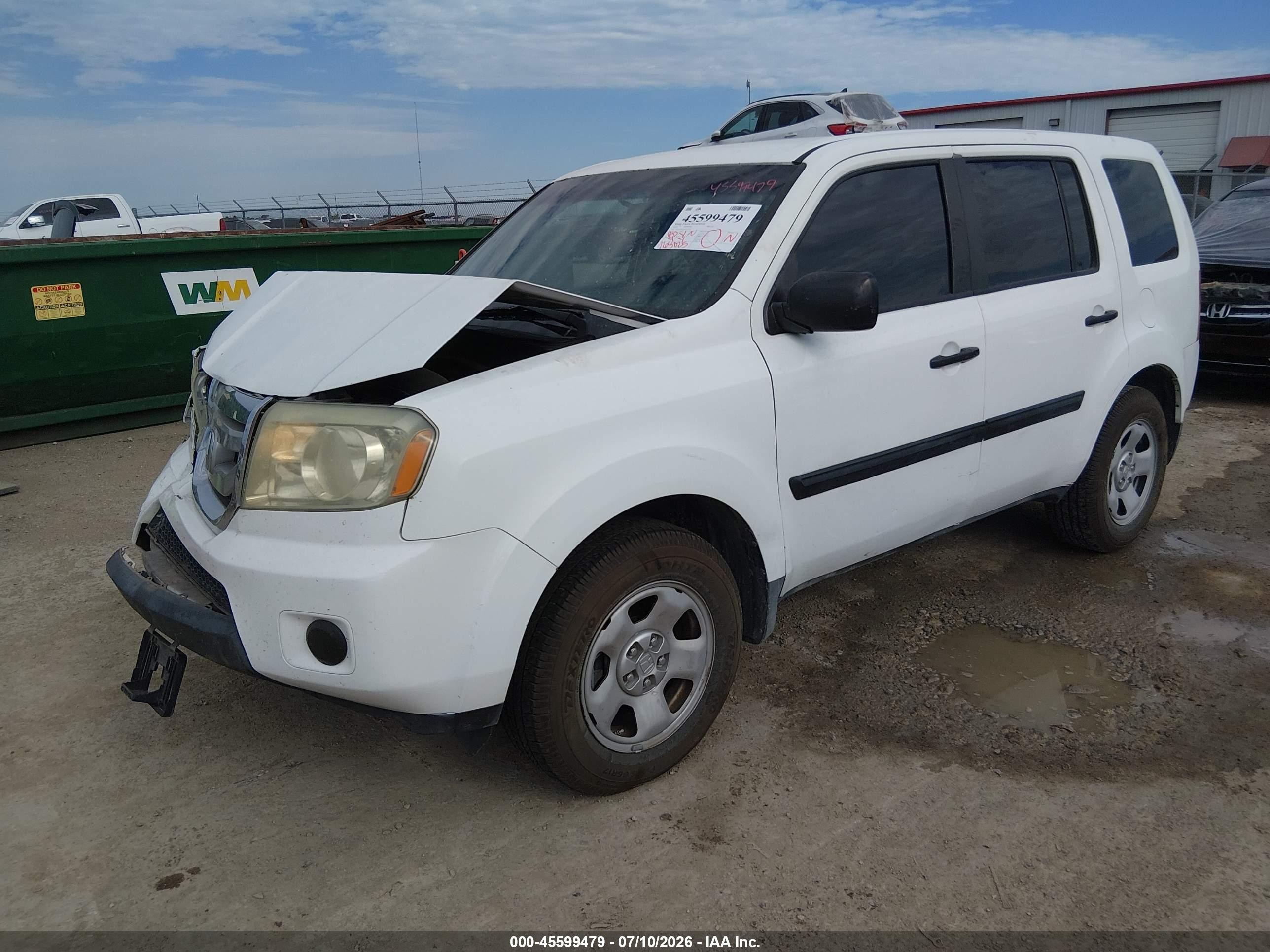 2010 Honda Pilot Lx White vin: 5FNYF3H25AB010793