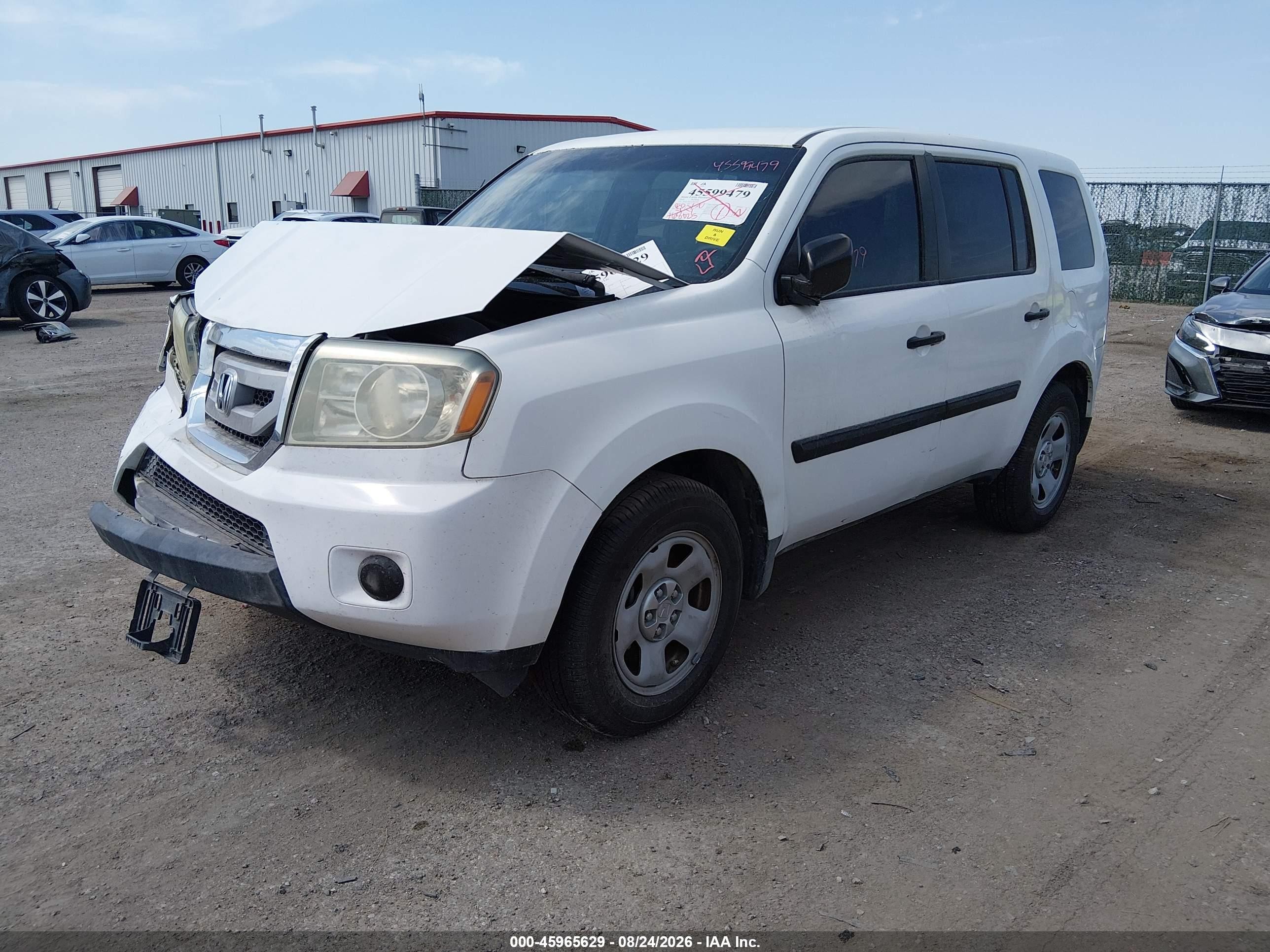 2010 Honda Pilot Lx White vin: 5FNYF3H25AB010793