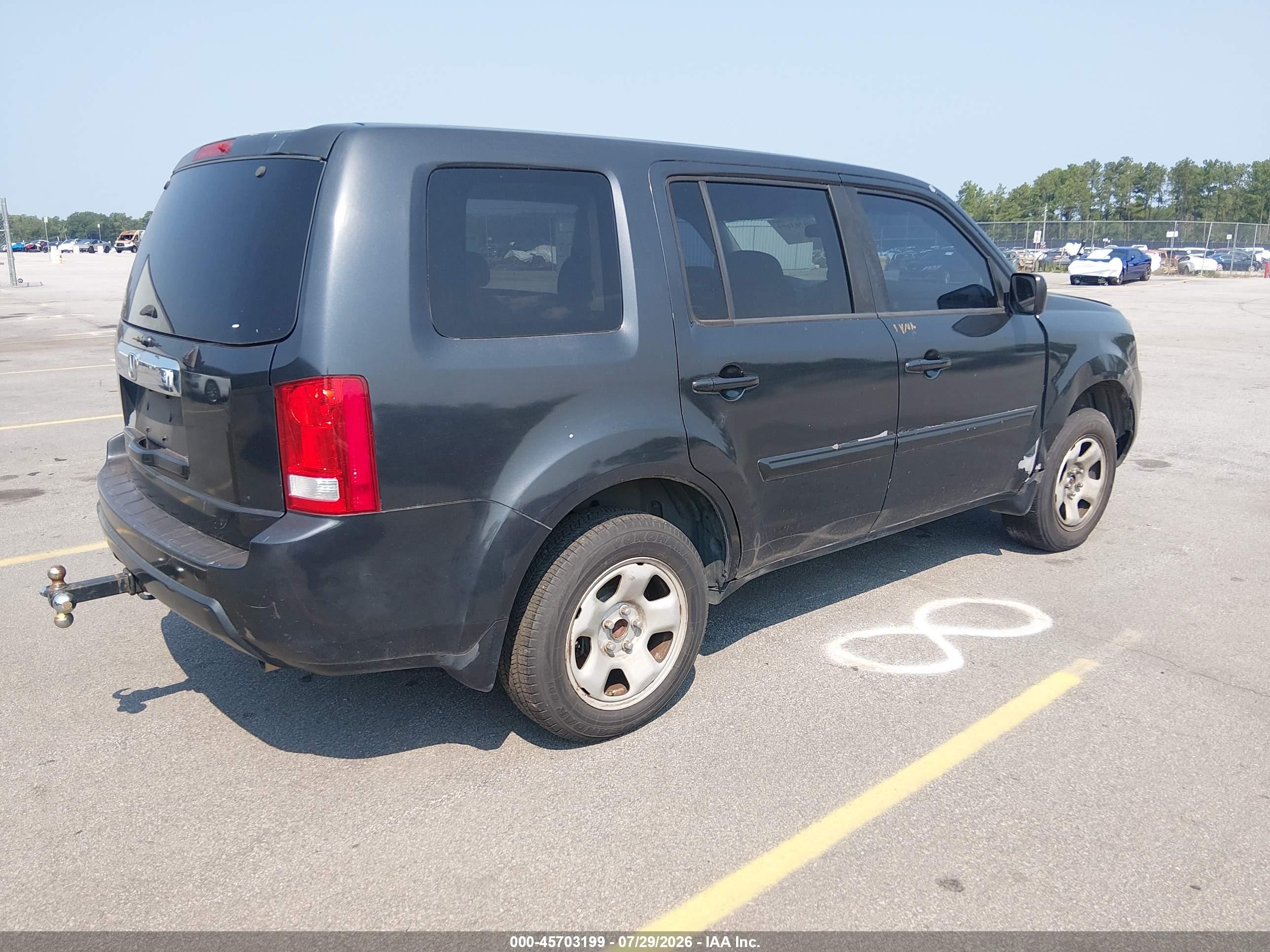 2010 Honda Pilot Lx Black vin: 5FNYF3H25AB020630