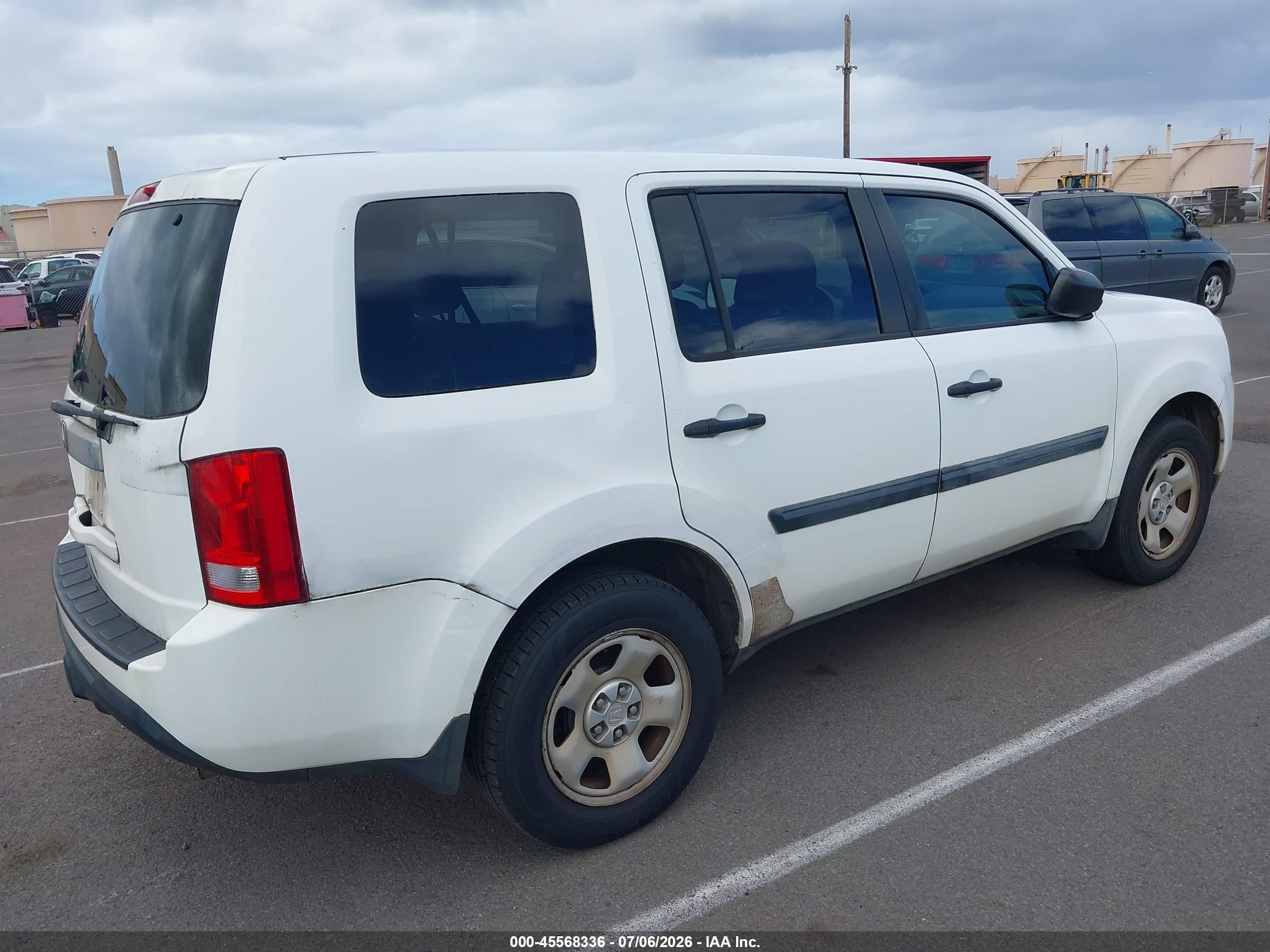 2013 Honda Pilot Lx White vin: 5FNYF3H25DB040686