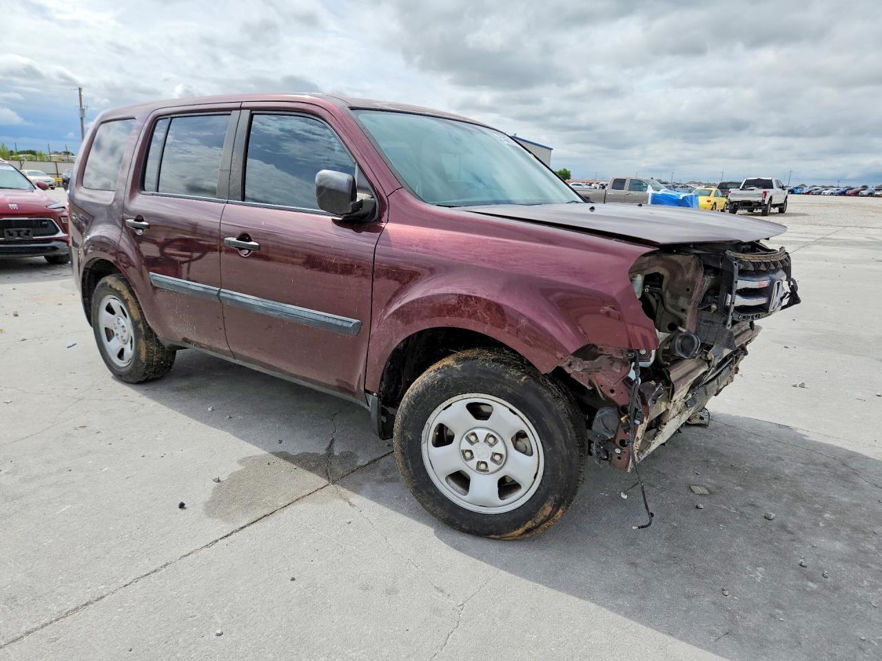 2013 Honda Pilot Lx Burgundy vin: 5FNYF3H26DB044553