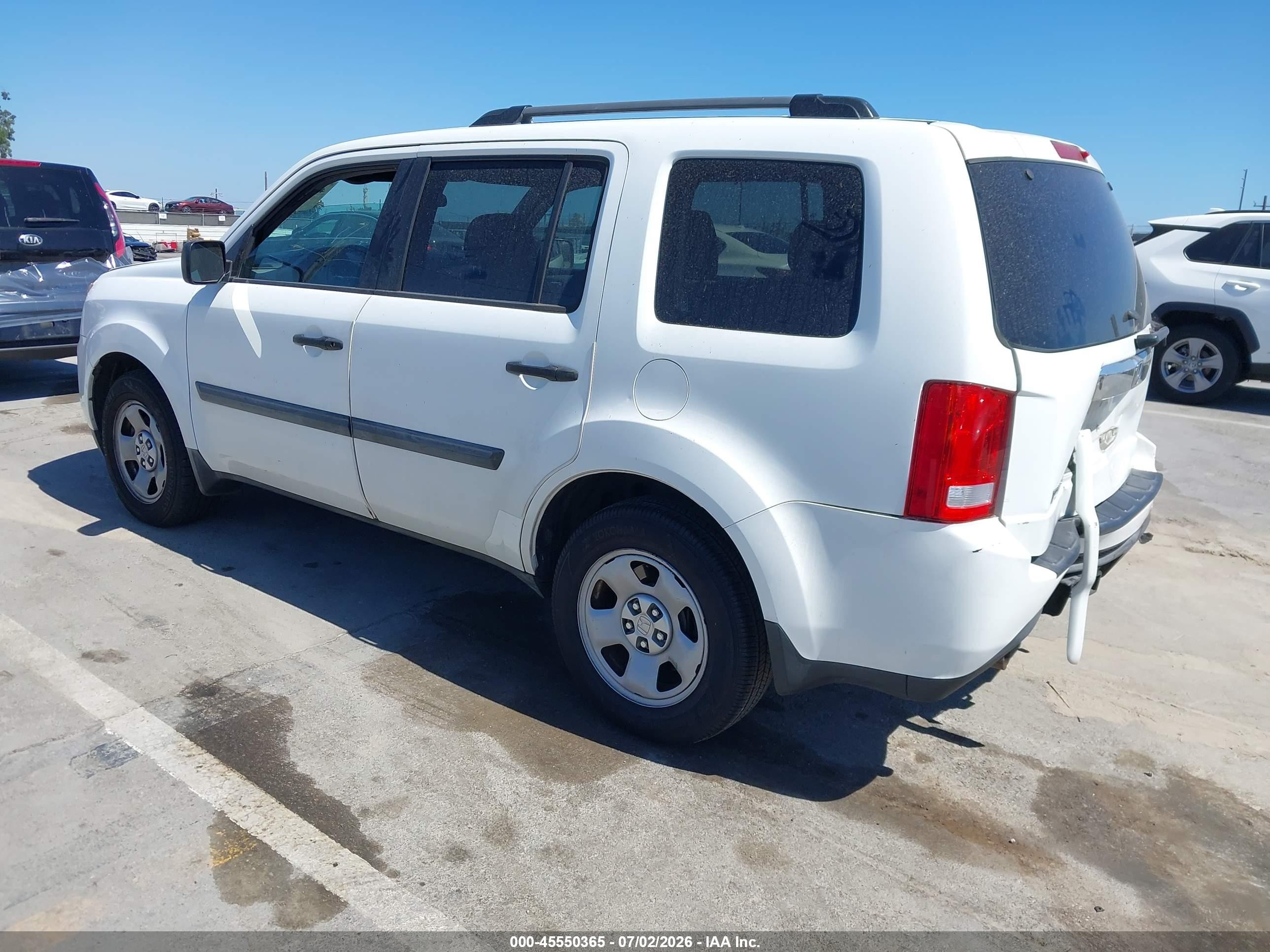 2014 Honda Pilot Lx White vin: 5FNYF3H26EB019542