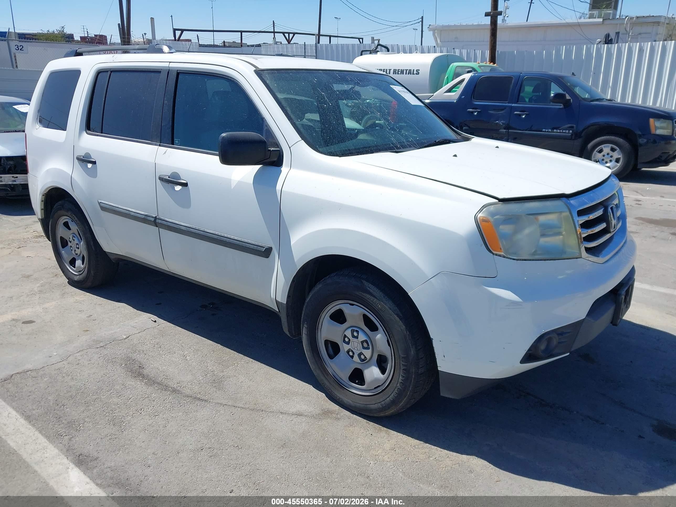 2014 Honda Pilot Lx White vin: 5FNYF3H26EB019542