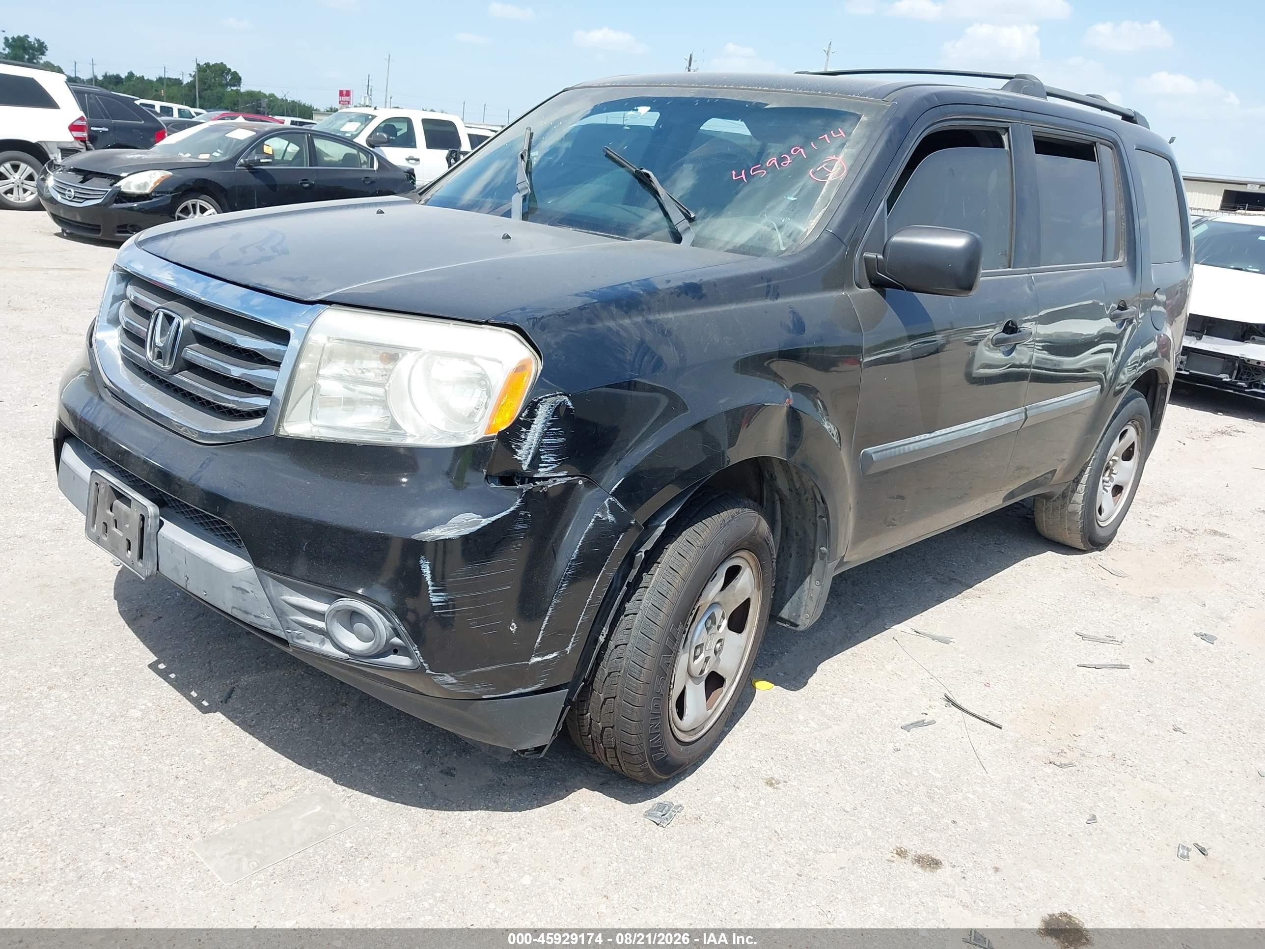2012 Honda Pilot Lx Black vin: 5FNYF3H27CB035214